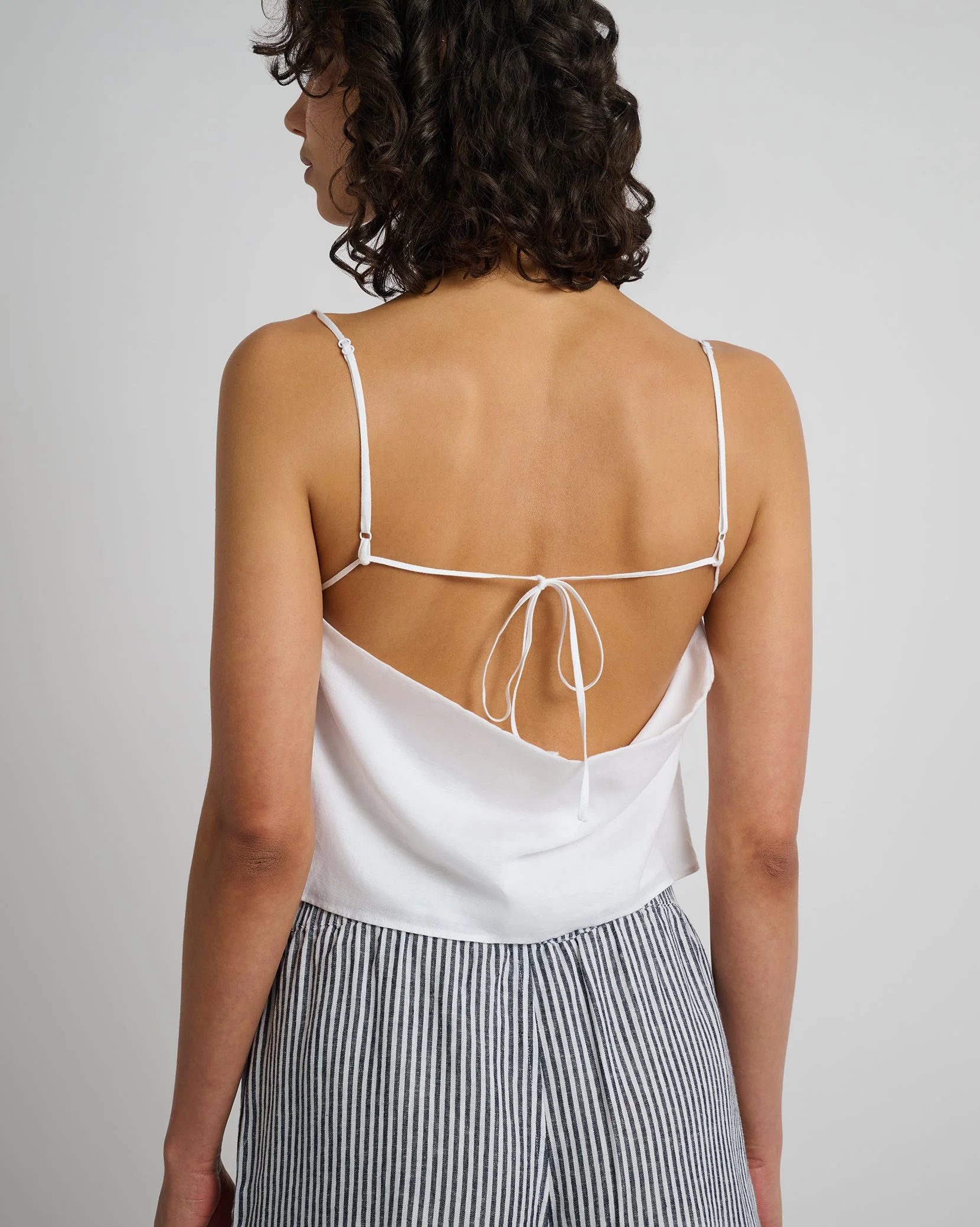 Womens | Air Linen Square Neck Tank Top | White - Image 5