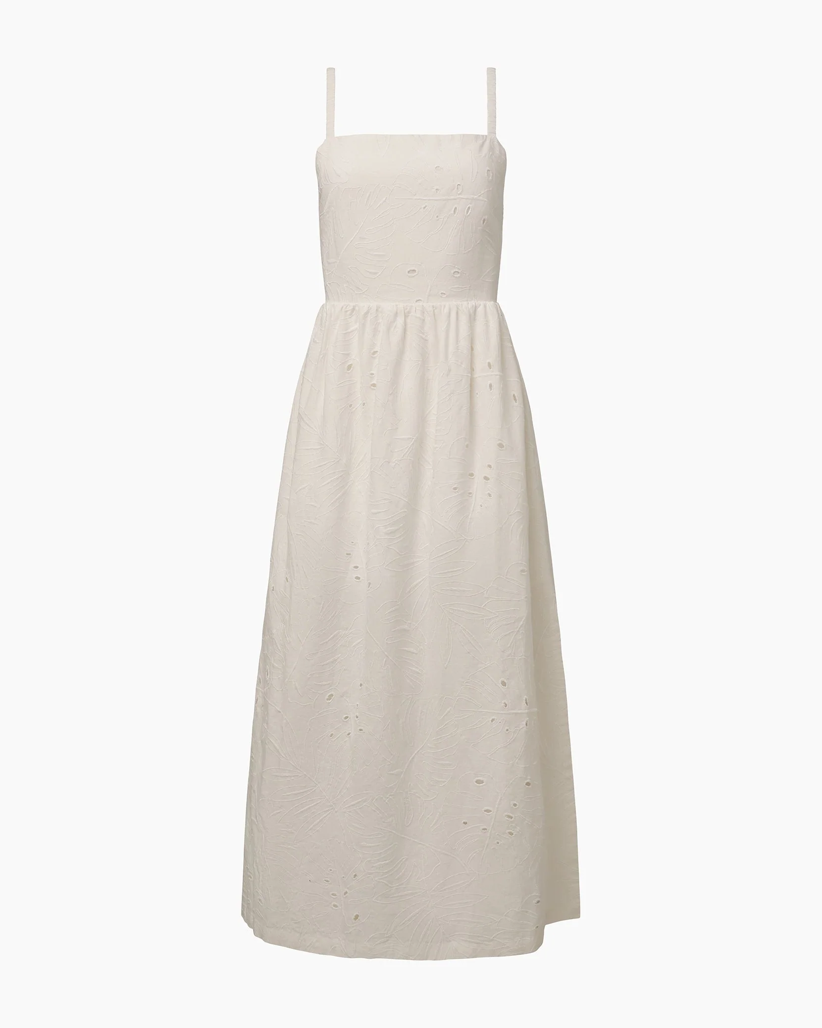 Womens | Air Linen Straight Neck Maxi Dress | White - Image 2