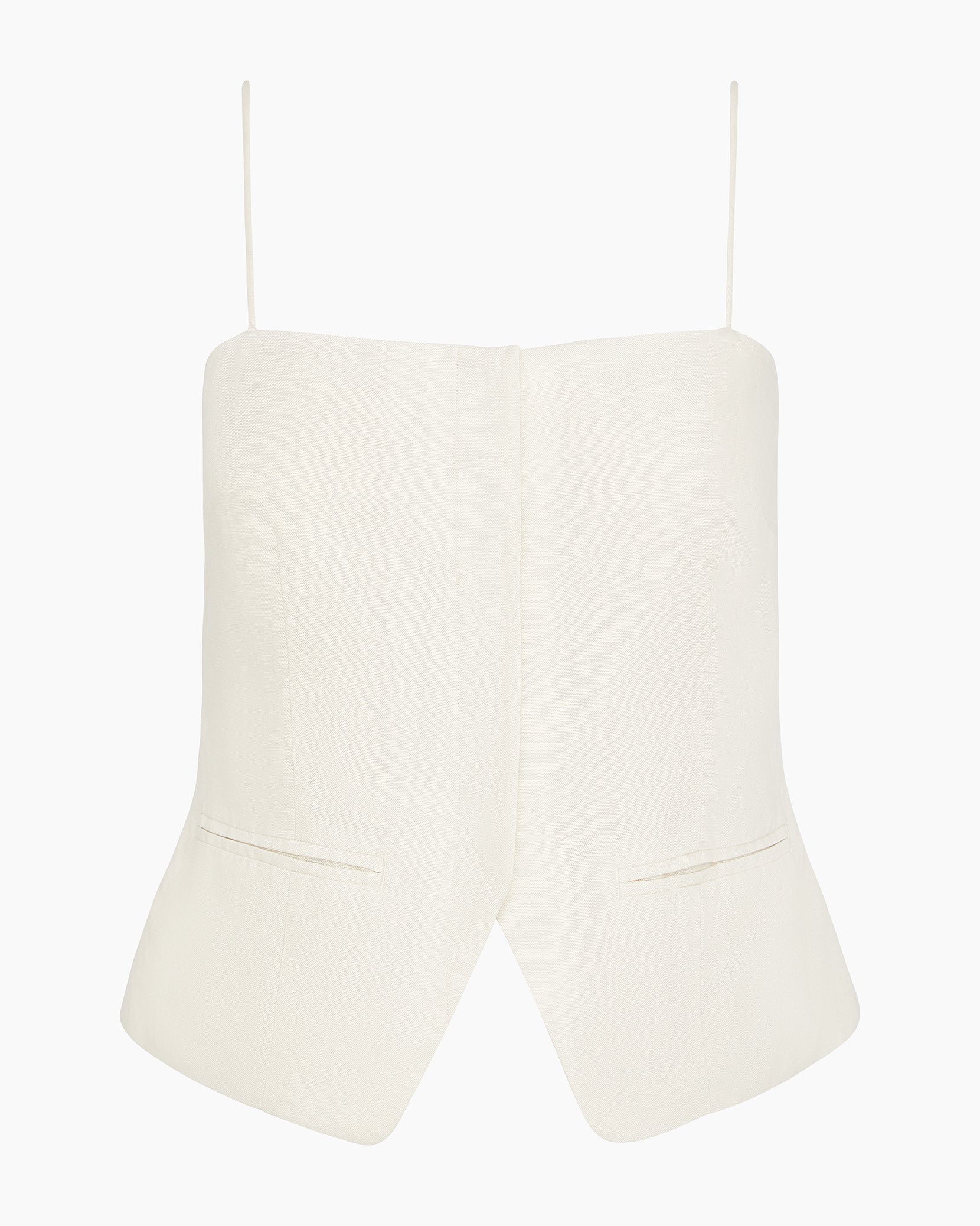 Womens | Air Linen Straight Neck Top | Natural - Image 2