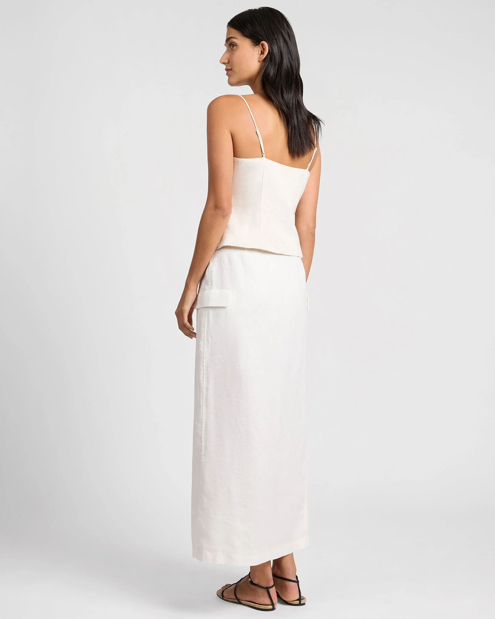 Womens | Air Linen Straight Neck Top | Natural - Image 5