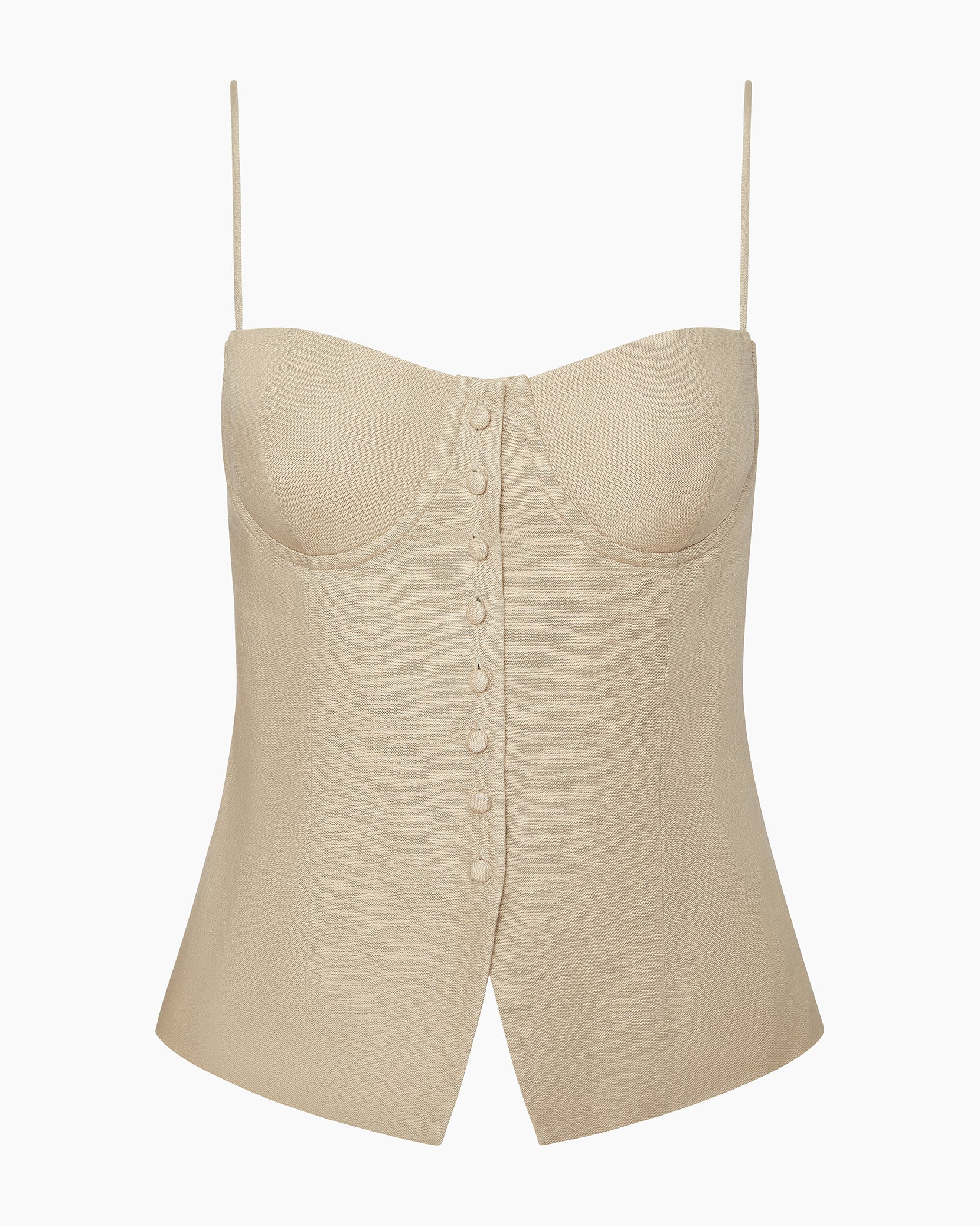 Womens | Air Linen Underwire Corset Top | Jute - Image 2