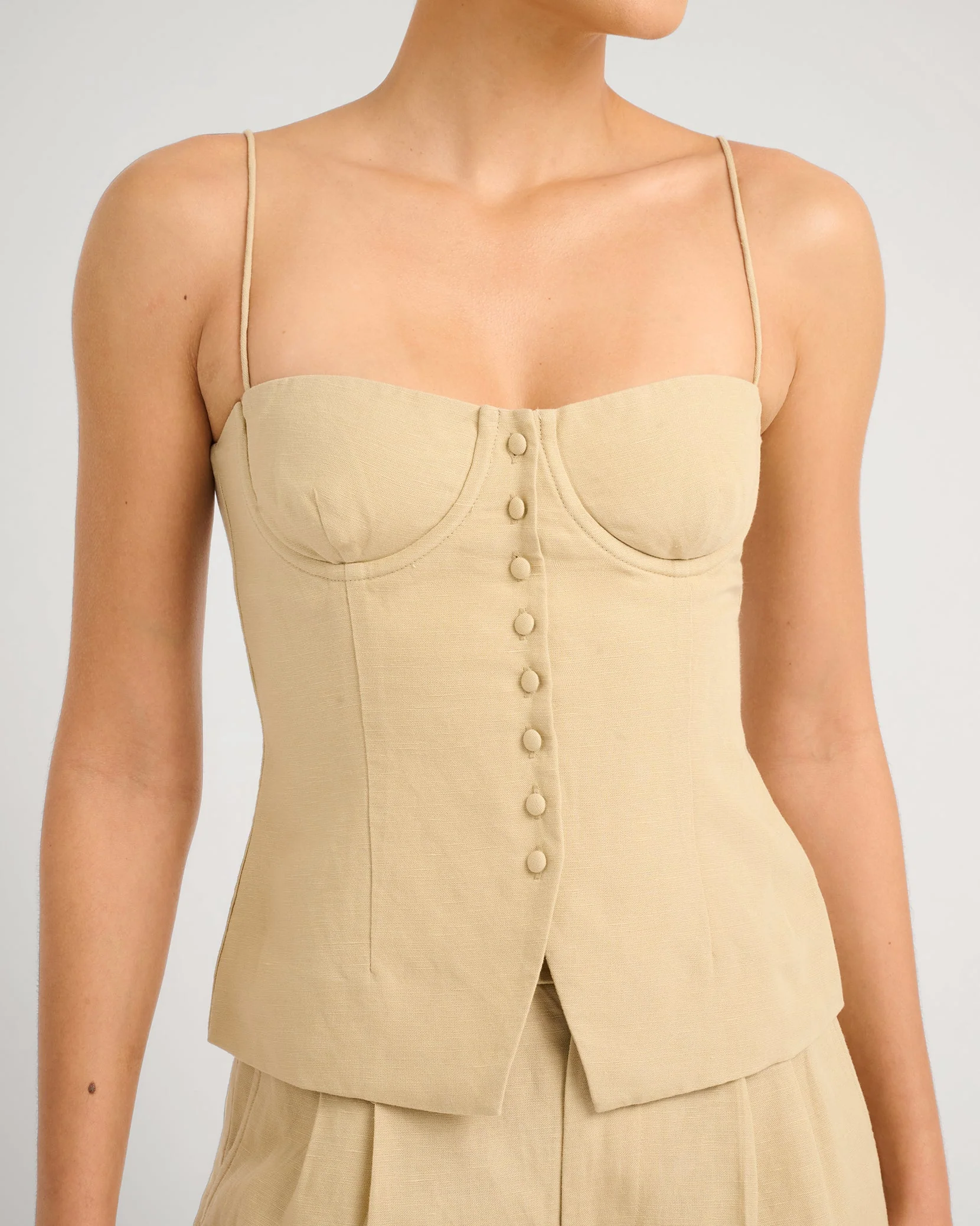 Womens | Air Linen Underwire Corset Top | Jute - Image 4