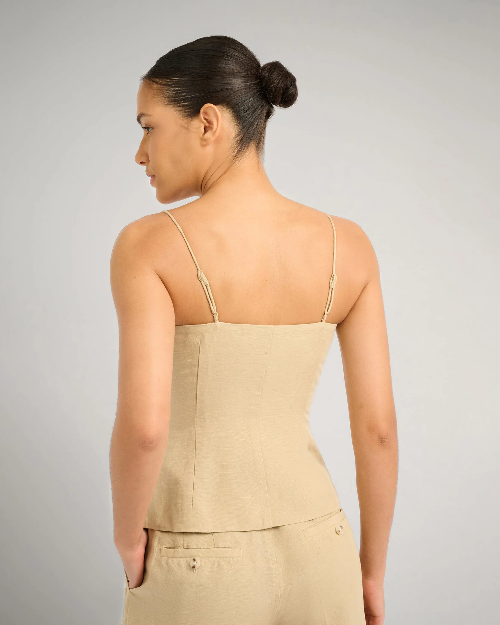 Womens | Air Linen Underwire Corset Top | Jute - Image 5