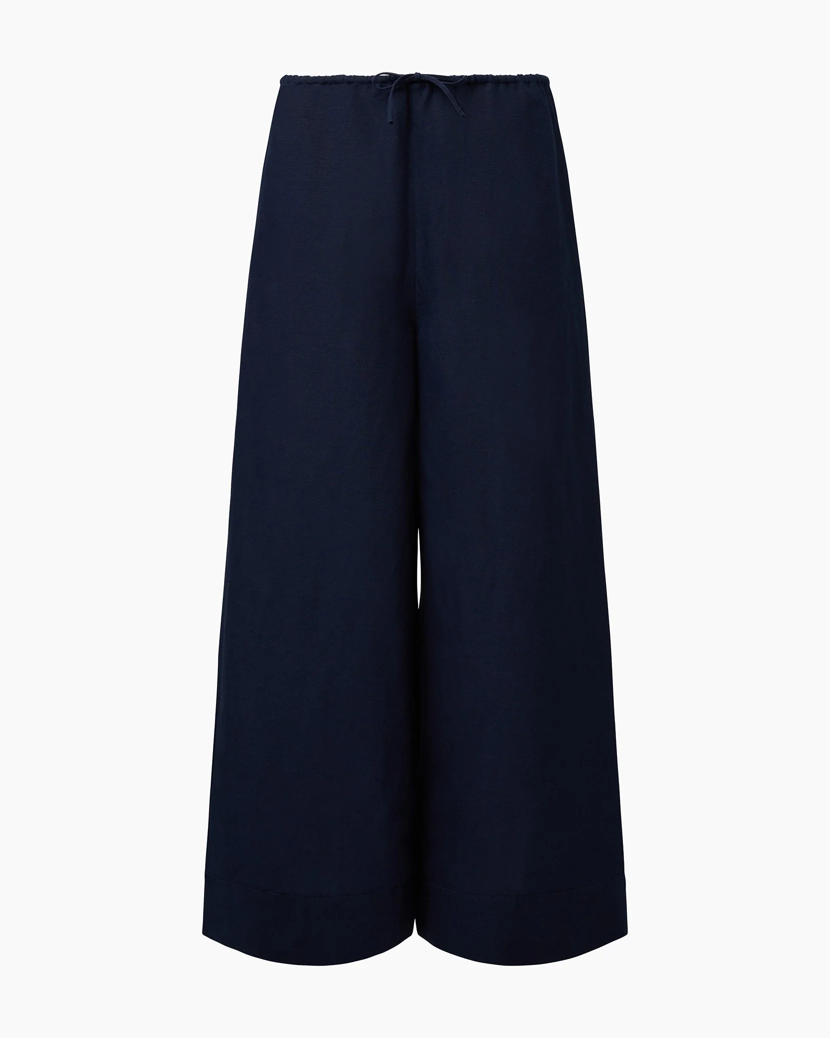 Womens | Air Linen Wide Leg Drawstring Pant | Deep Navy - Image 2