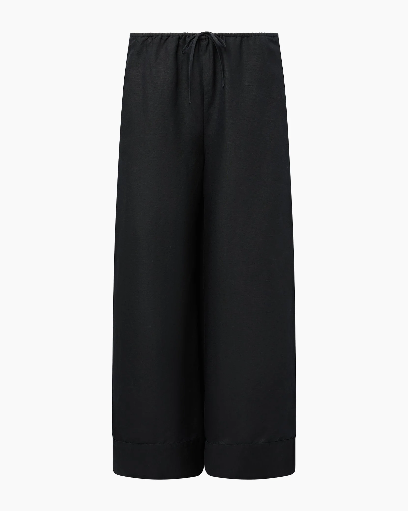 Womens | Air Linen Wide Leg Drawstring Pant | Black - Image 2