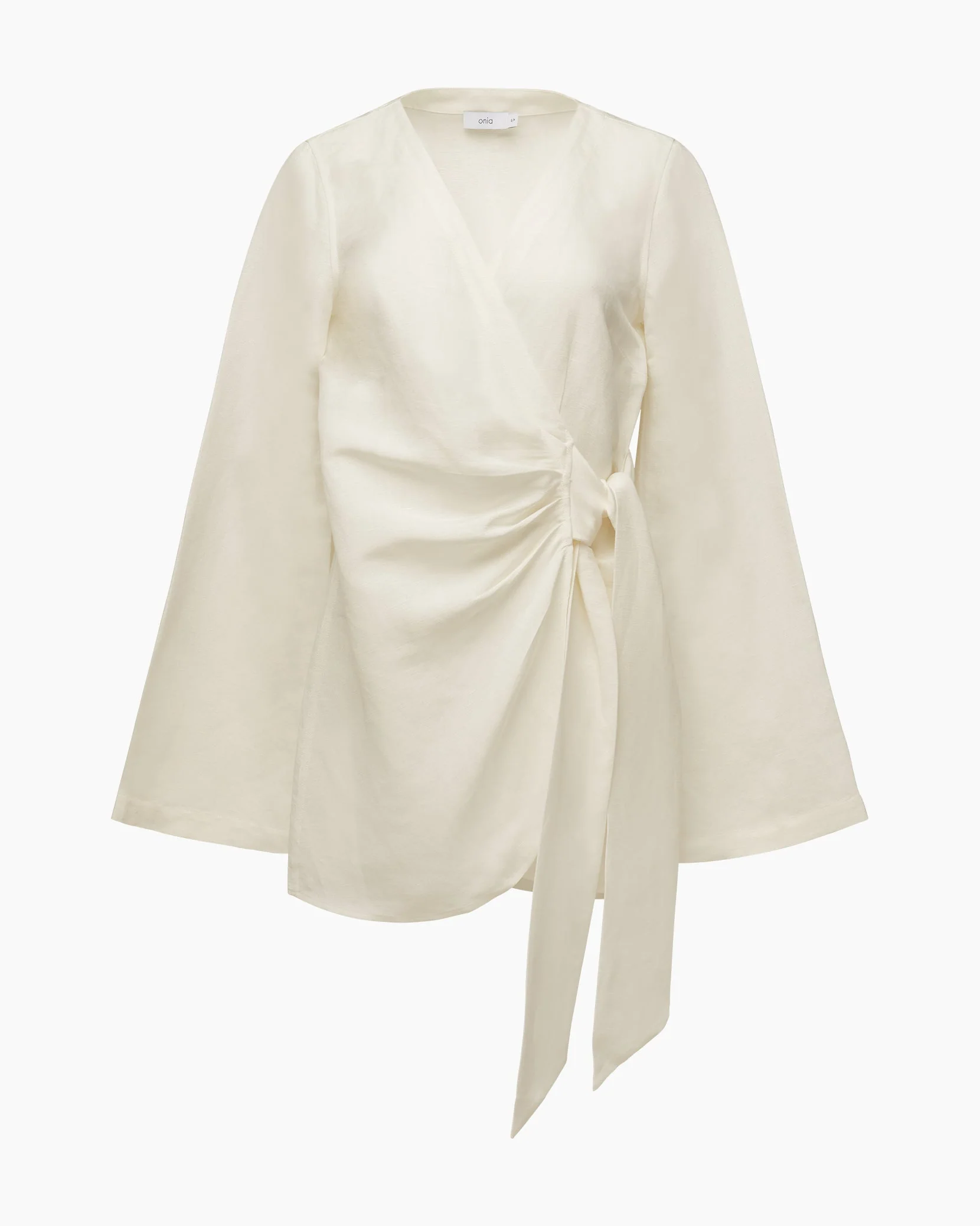 Womens | Air Linen Wrap Dress | White - Image 2