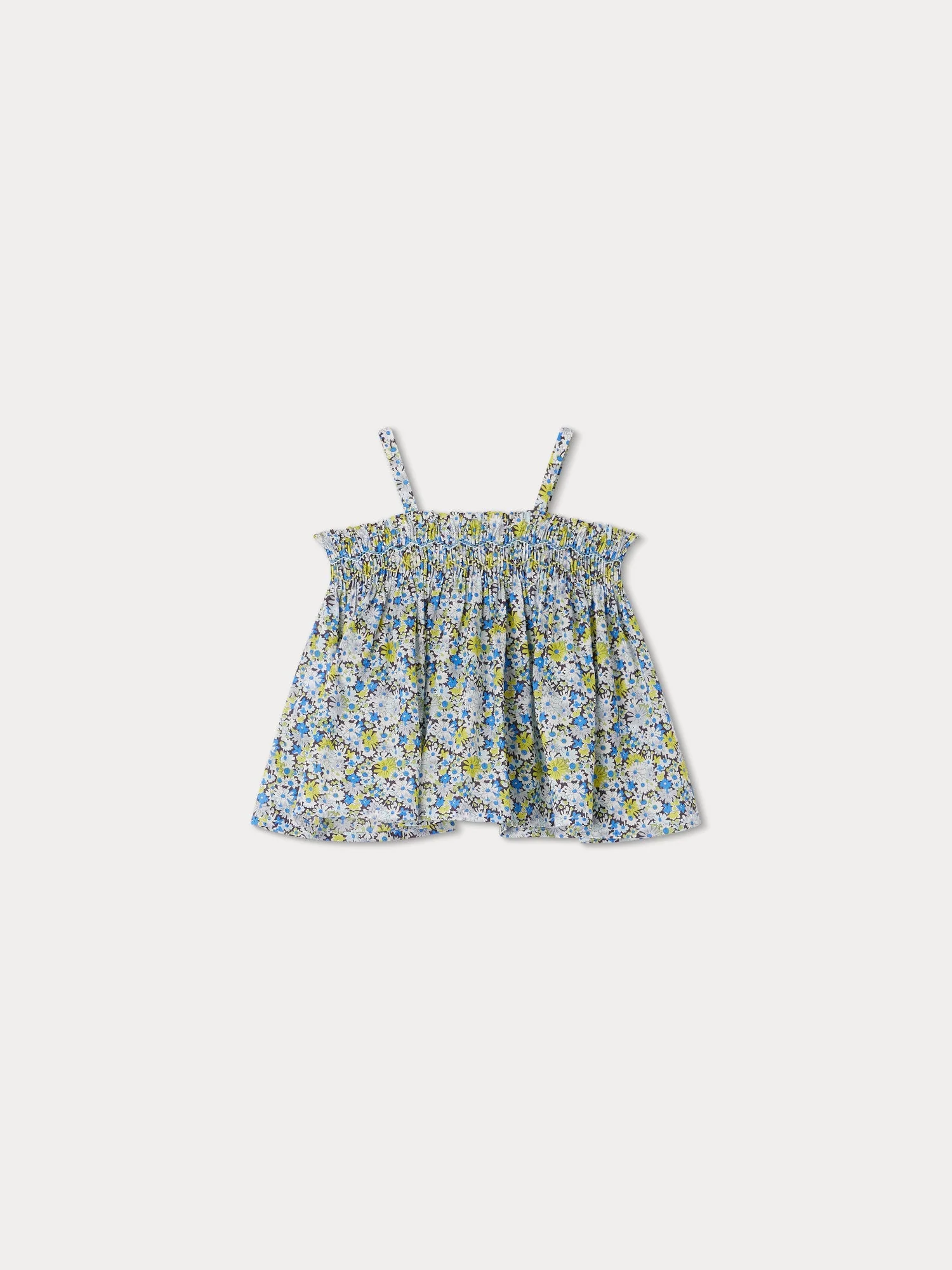Girl | Abricot Smocked Blouse | Blue Flowers - Image 2