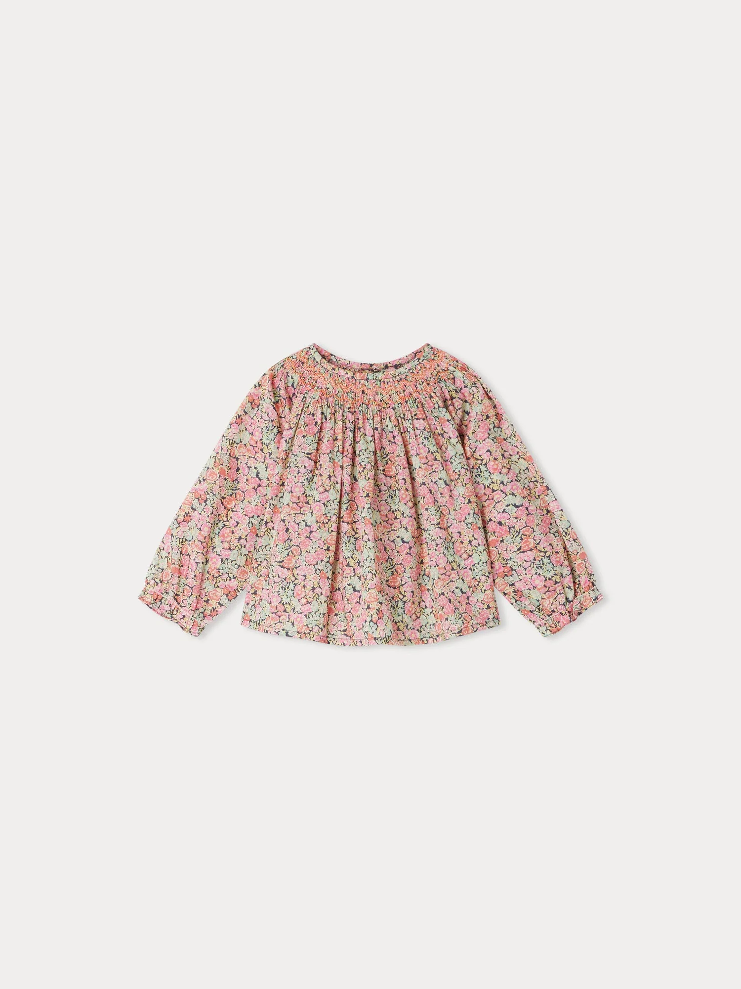 Girl | Griotte Smocked Blouse | Coral - Image 2