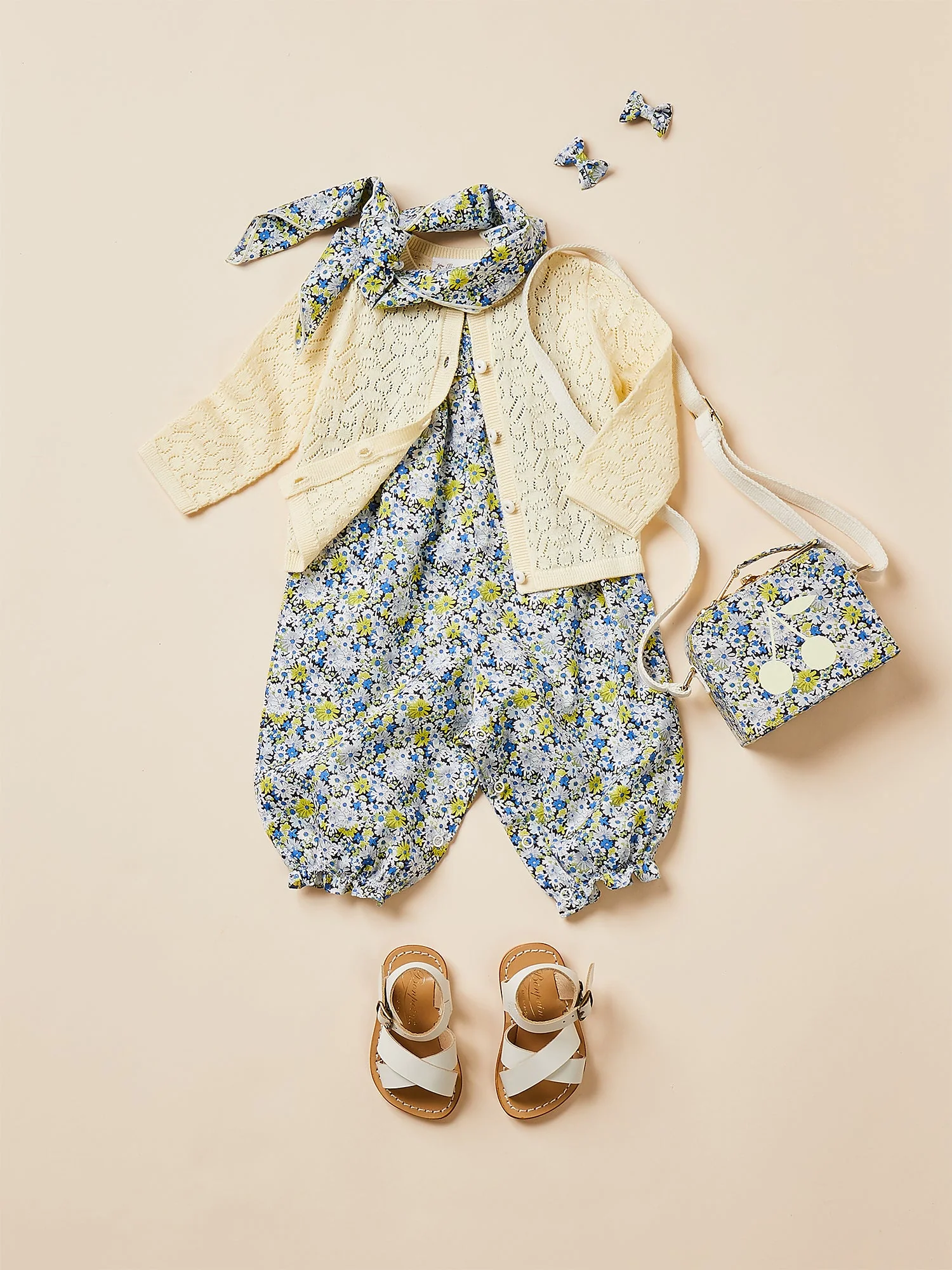 Girl | Lilisy Smocked Overalls | Blue Flowers - Image 2