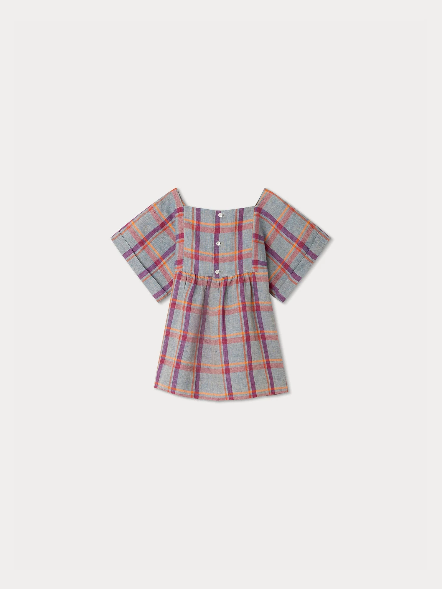 Girl | Pays Smocked Blouse | Blue Grey - Image 2