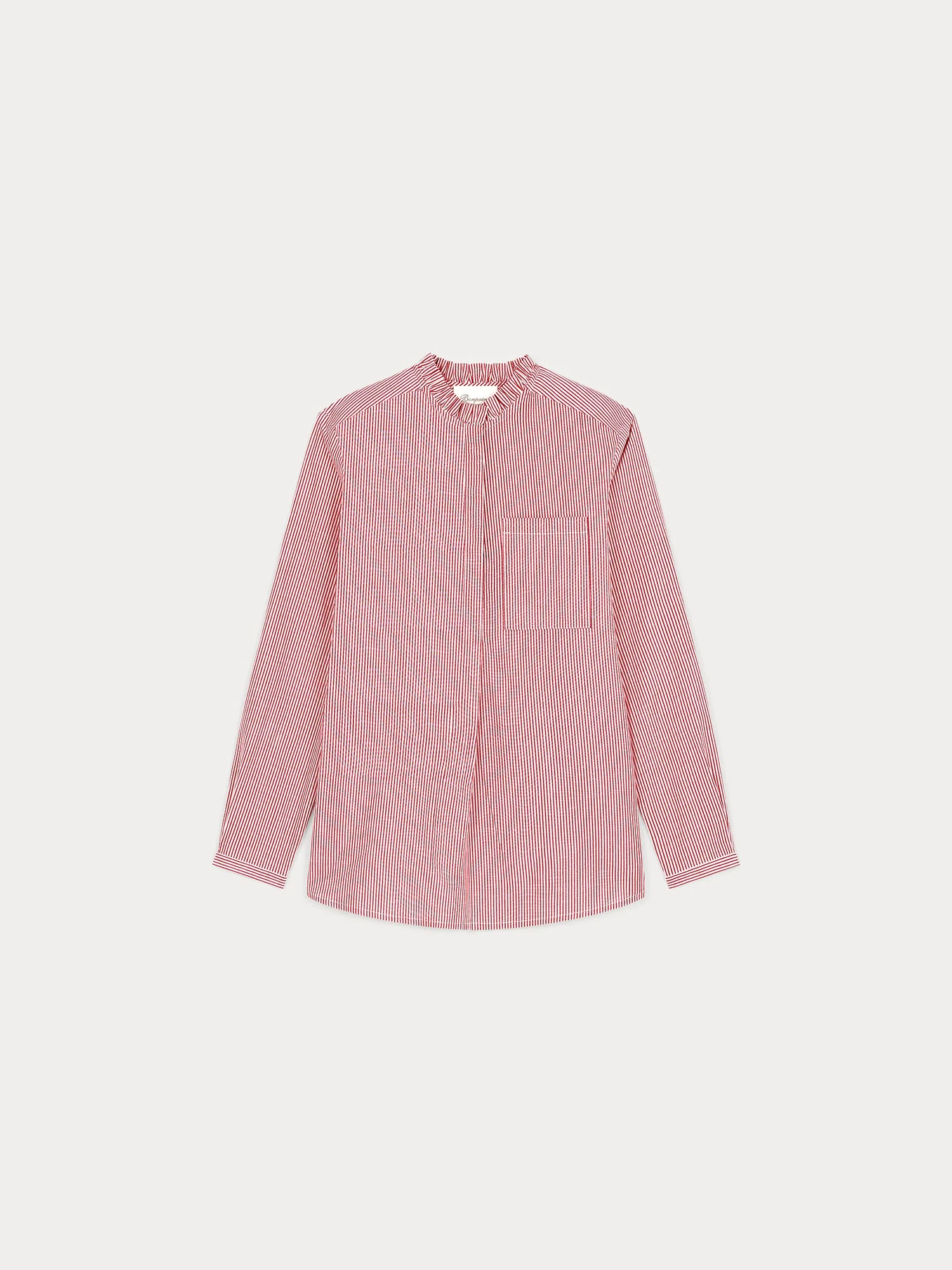 Women | And White Striped Shirt In Cotton | Red - Image 2