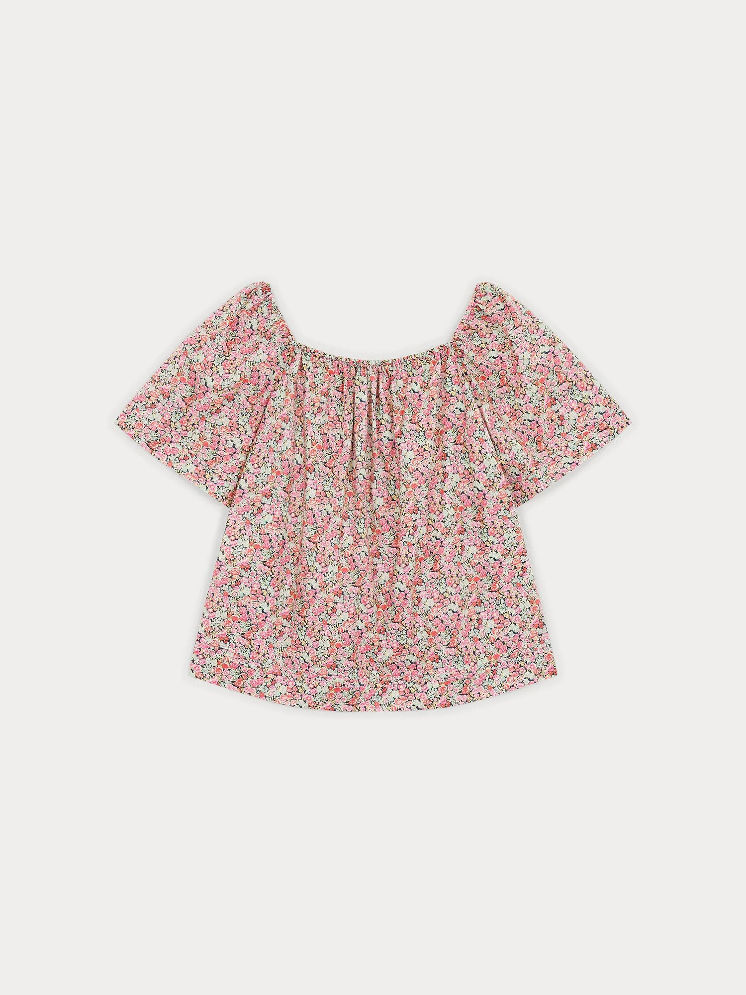 Women | Blouse In Exclusive Floral Liberty Fabric With Short Flared Sleeves | Corail - Image 2