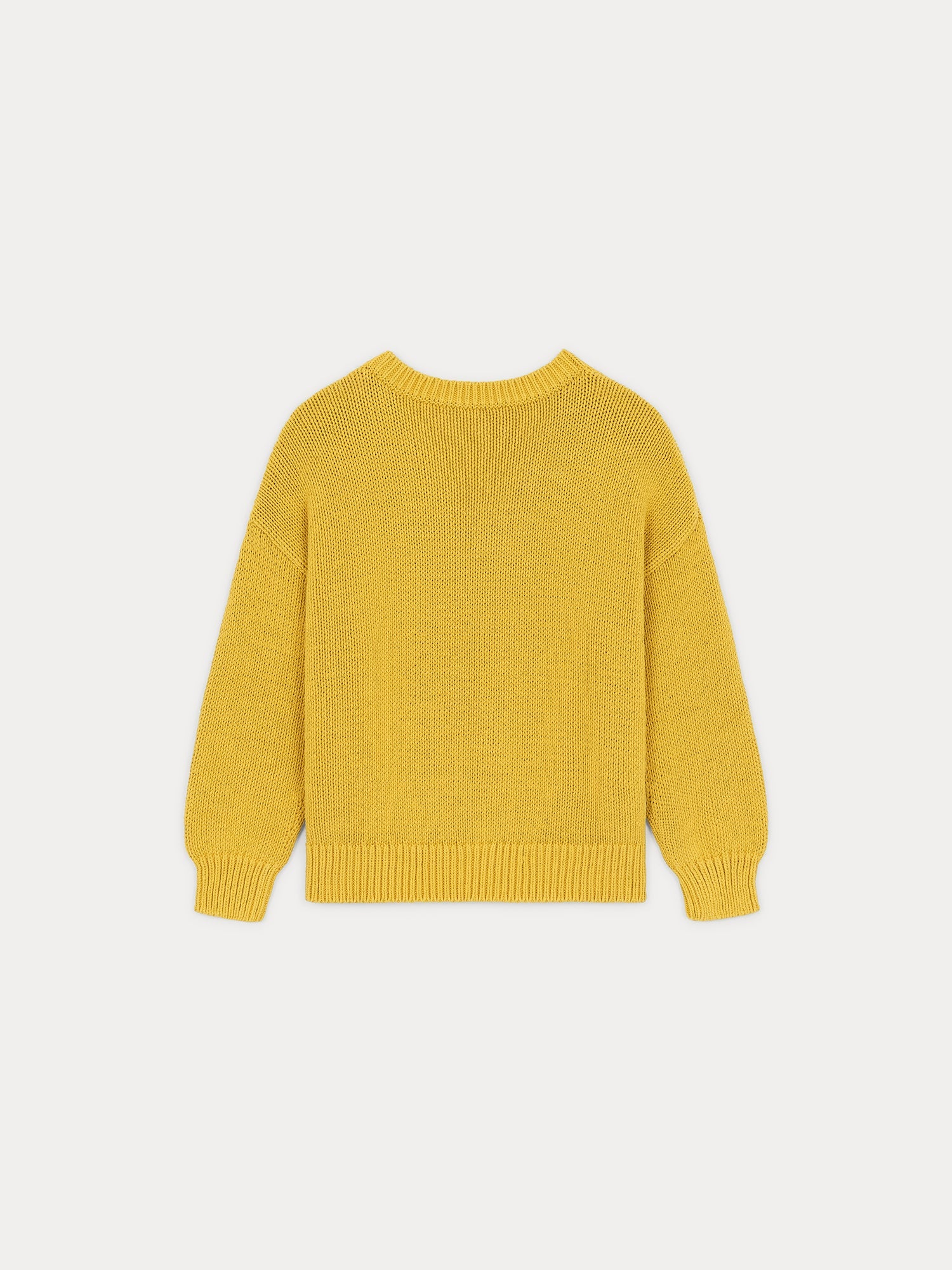 Women | Chunky Knit V Neck Sweater In Cotton | Yellow - Image 2