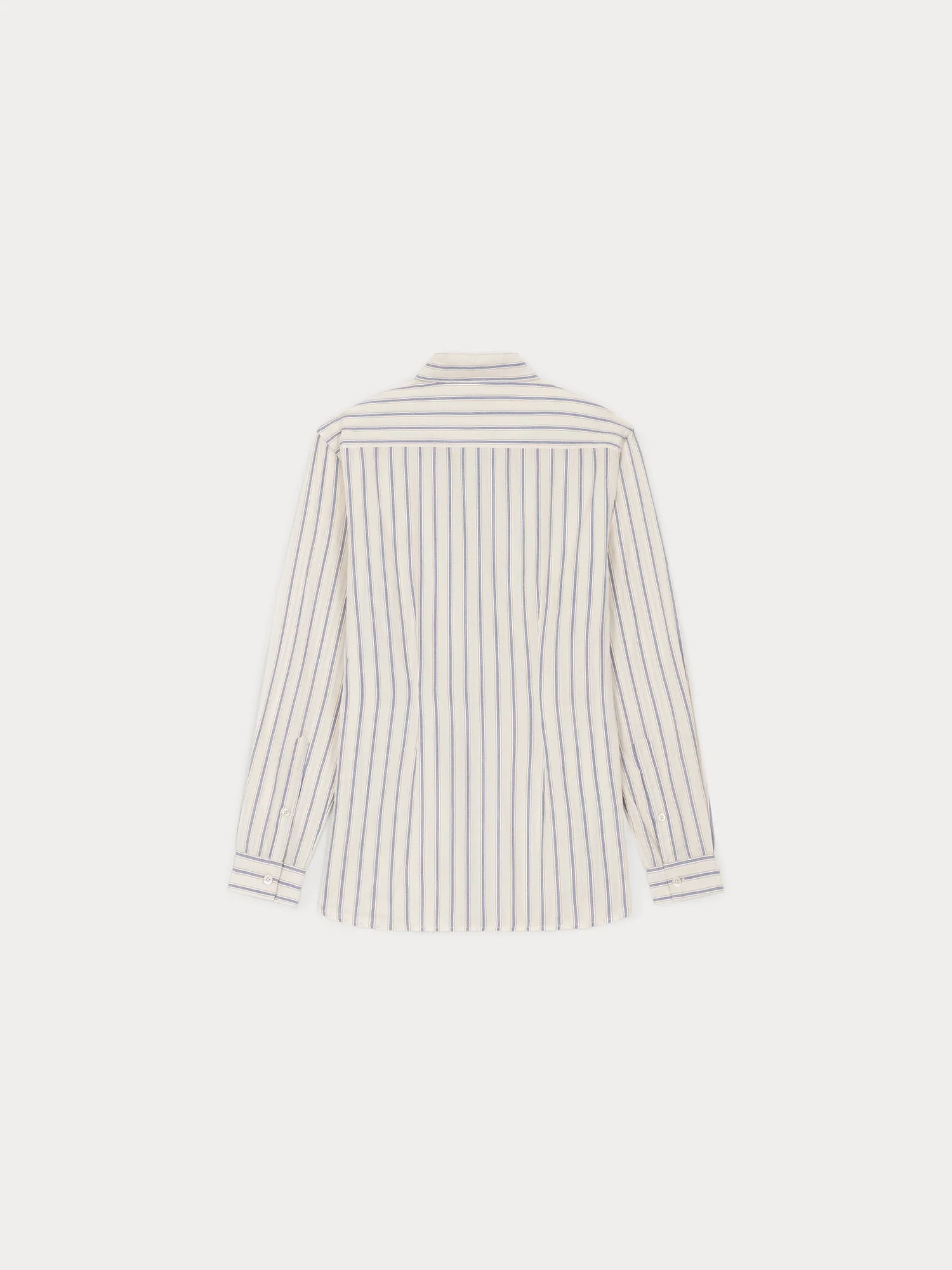 Women | Off And Blue Striped Shirt In Cotton | White - Image 2