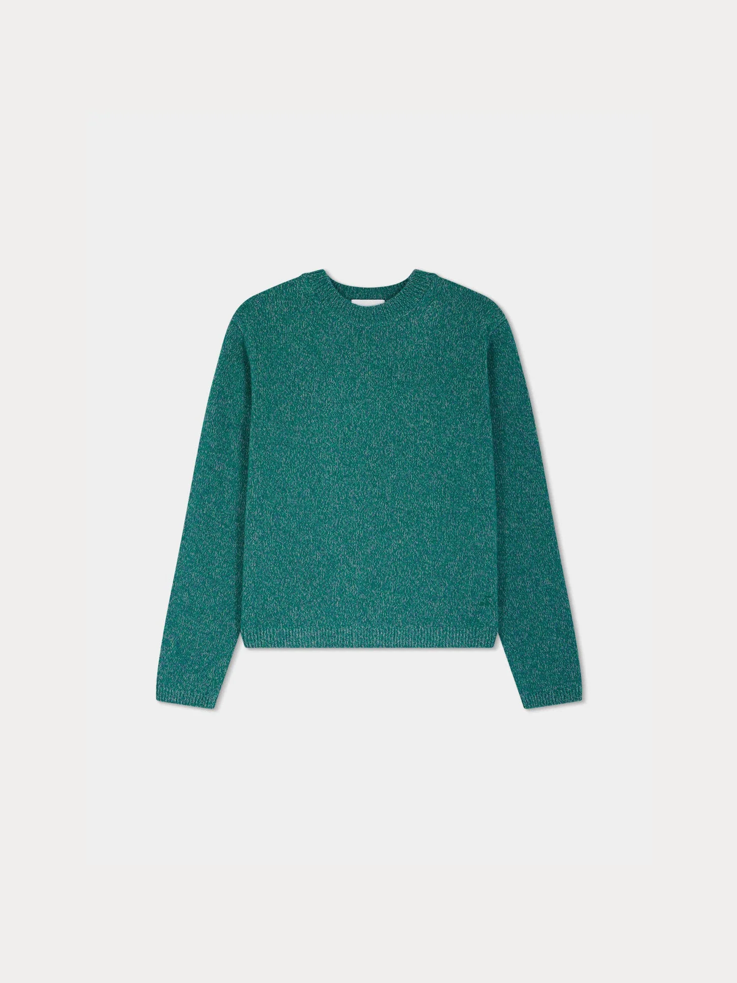 Women | Round Neck Heather Gray Sweater In Wool | Beige - Image 2
