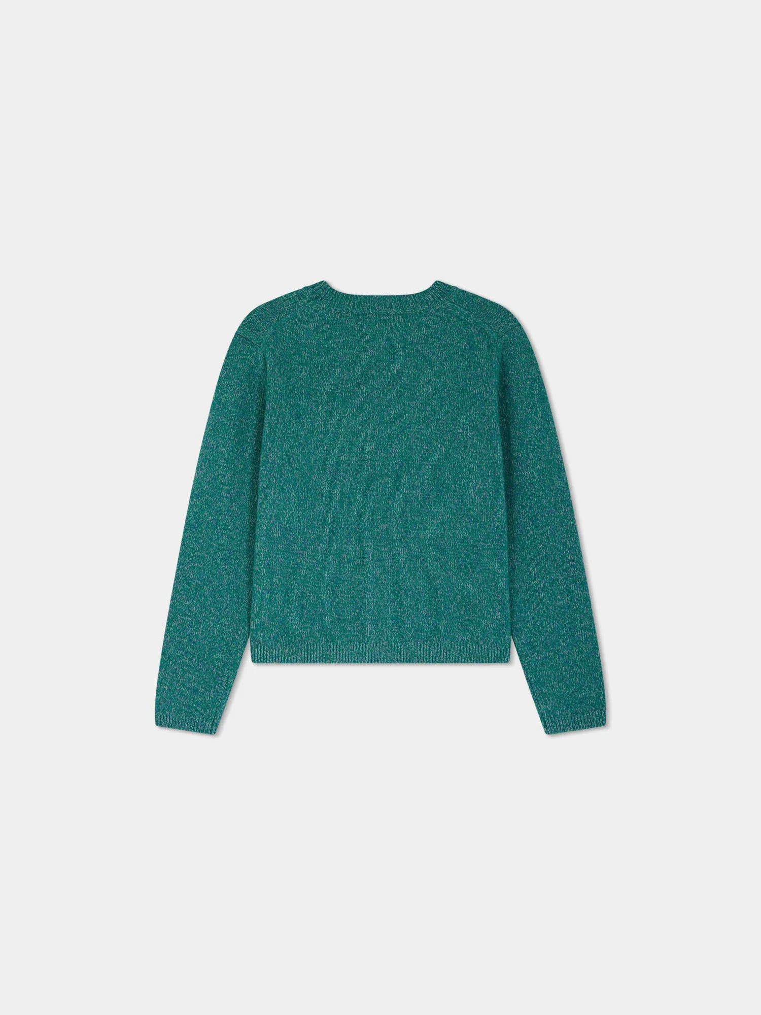Women | Round Neck Heather Gray Sweater In Wool | Beige - Image 4