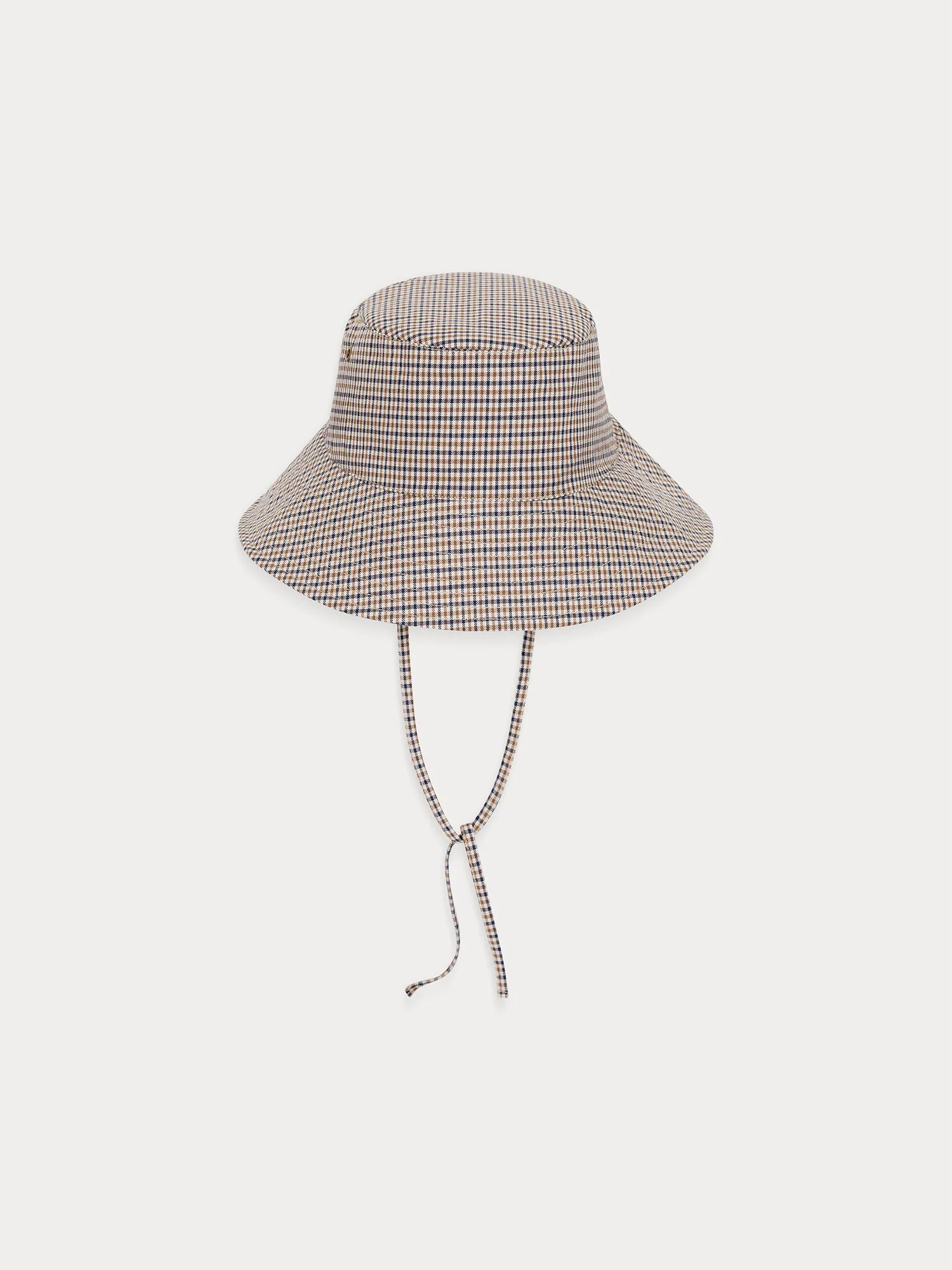 Women | Technical Cotton Bucket Hat With Cord | Ecossais Beige - Image 2