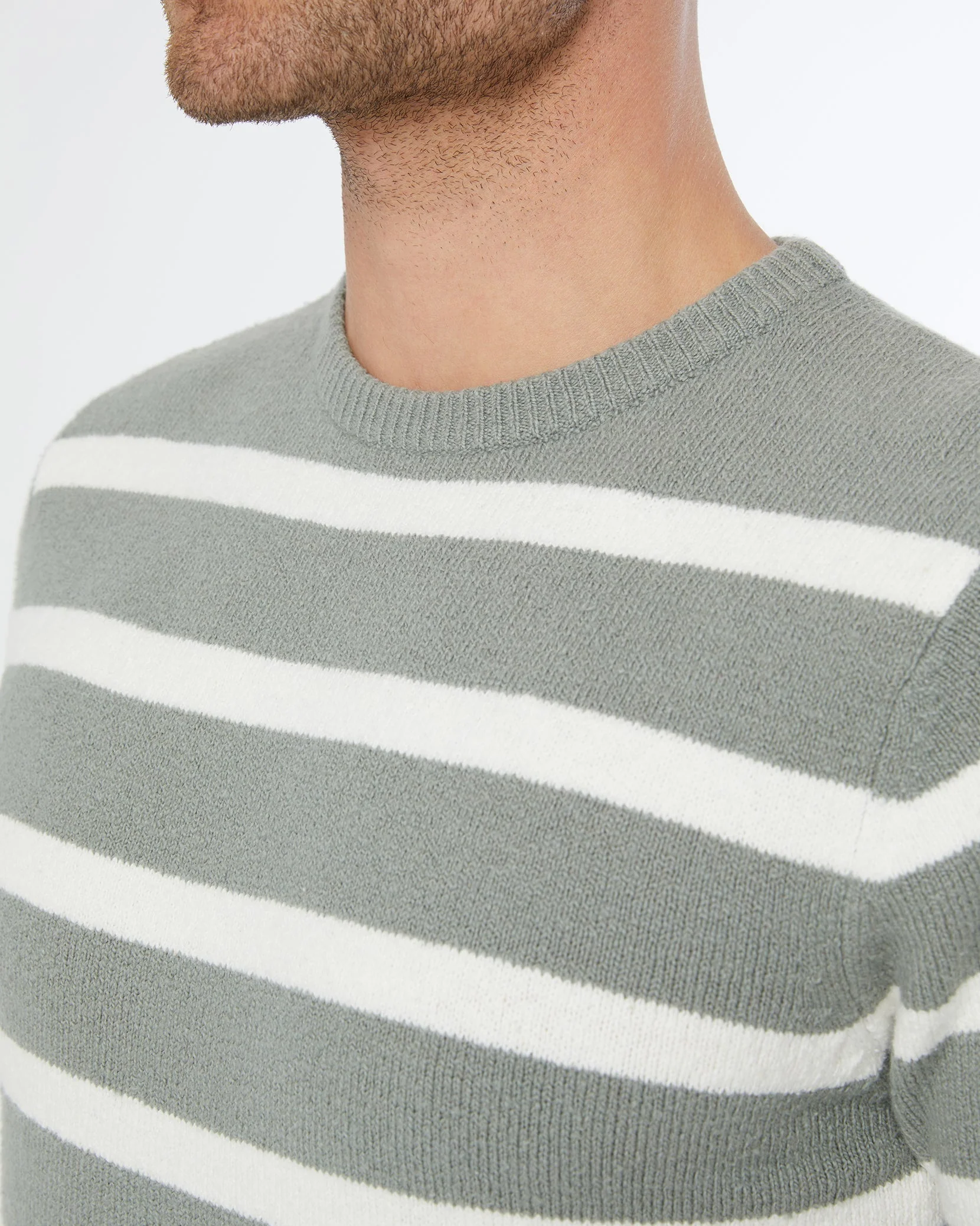 Mens | Boucle Knit Tee | Sage/White - Image 4