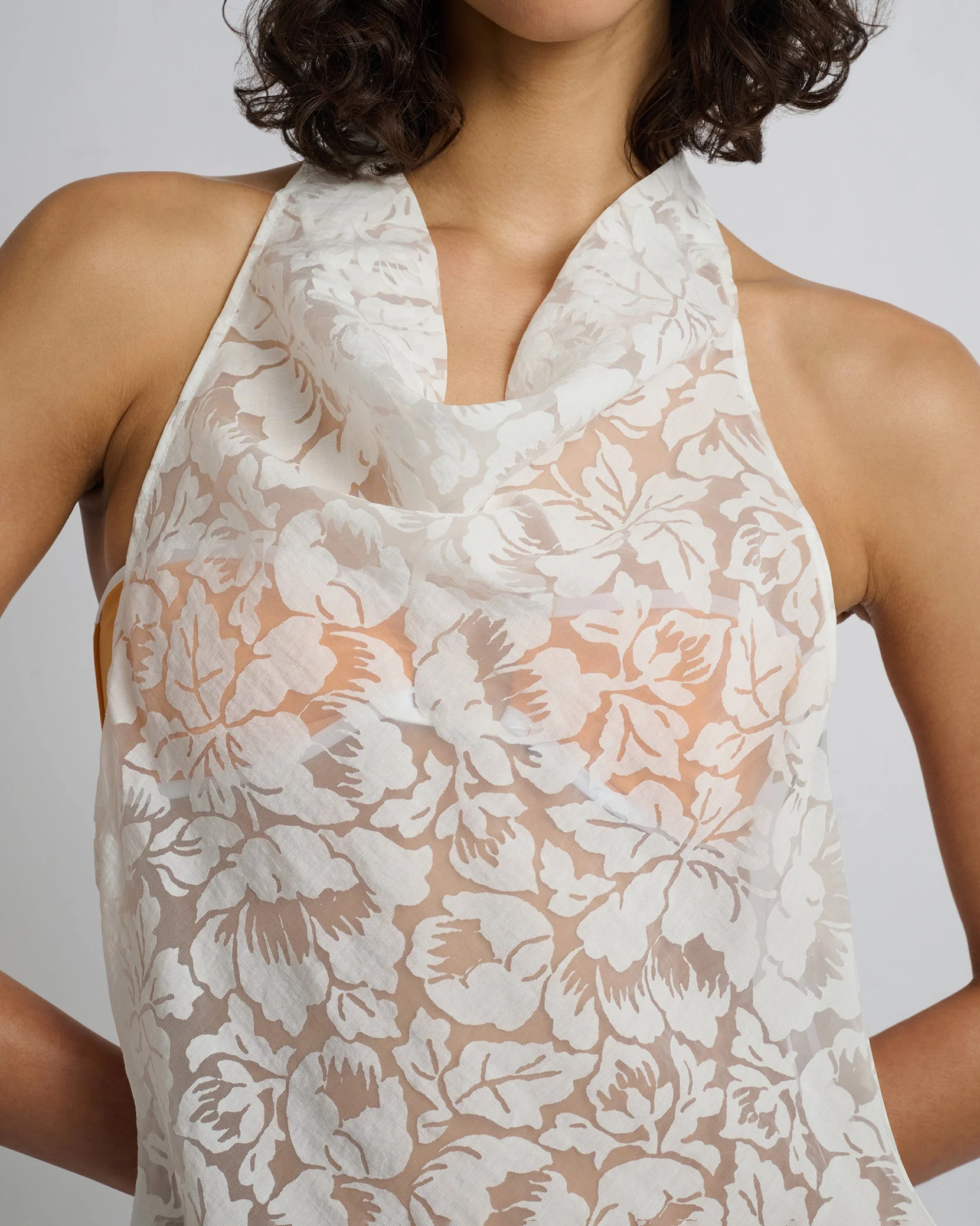 Womens | Burnout Cowl Mini Dress | White - Image 4