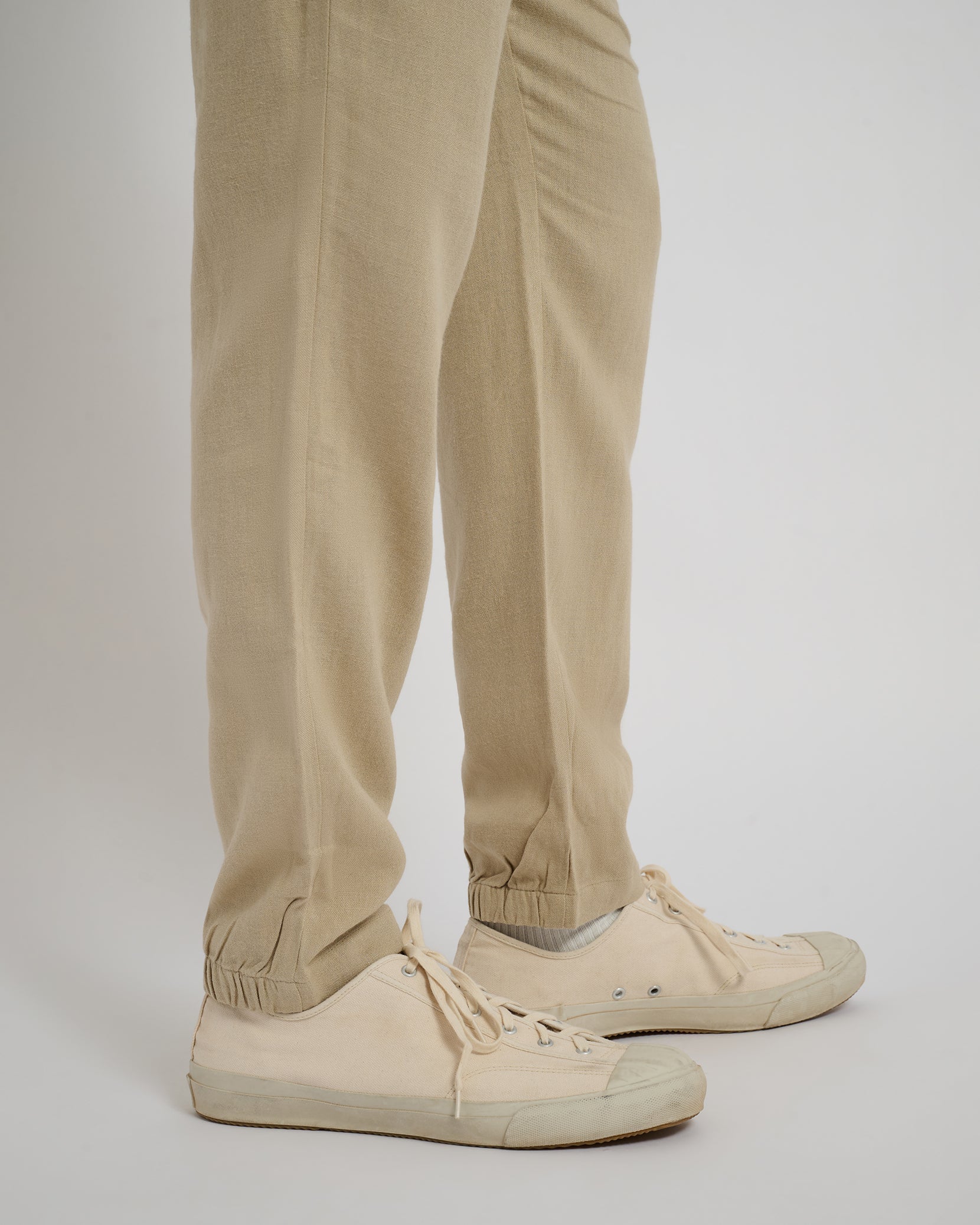 Mens | Button Front Elastic Linen Pant | Sand - Image 3