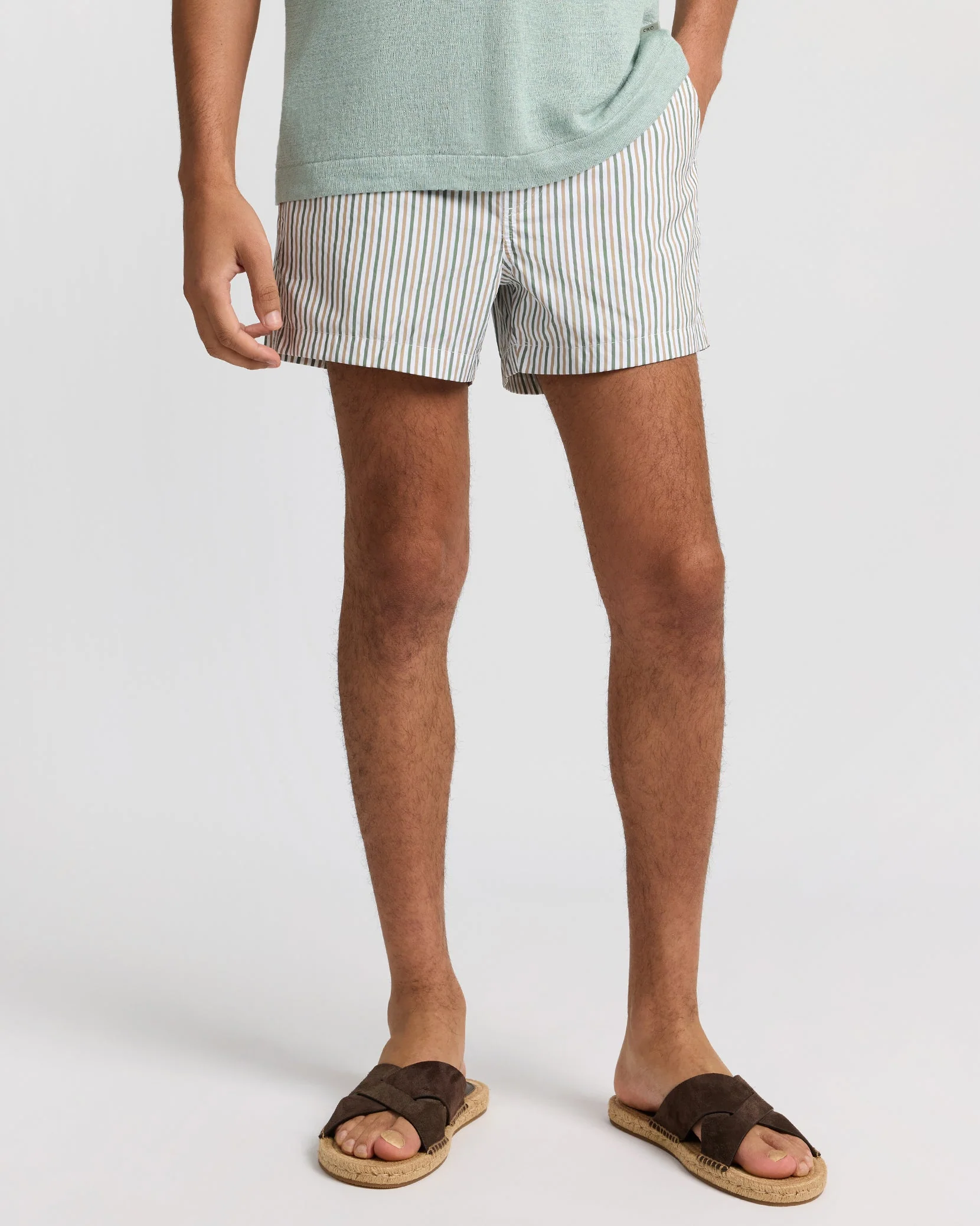 Mens | Calder Side Elastic 4" Swim Trunk | White - Image 3