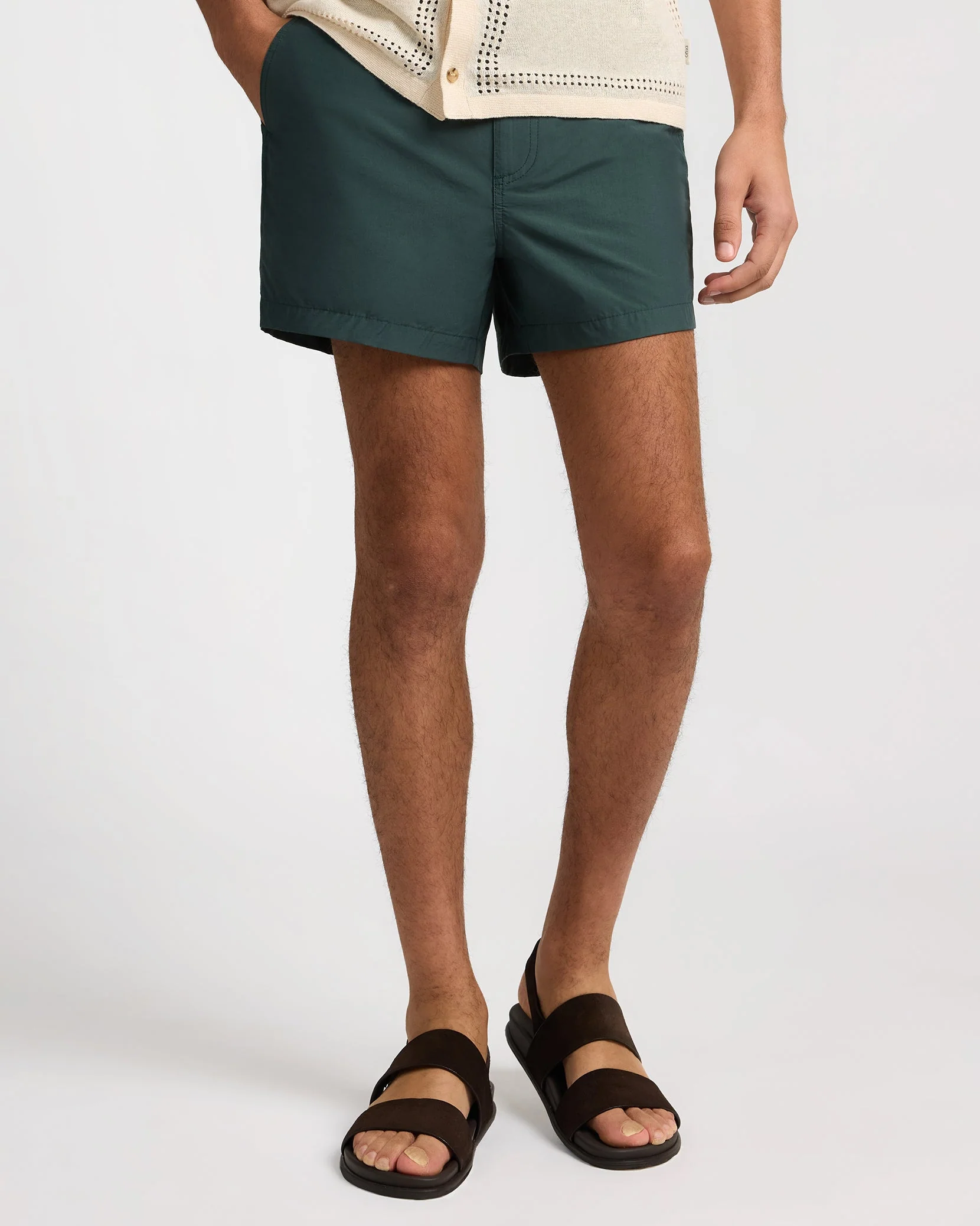 Mens | Calder Side Elastic 4" Swim Trunk | Soft Olive - Image 2