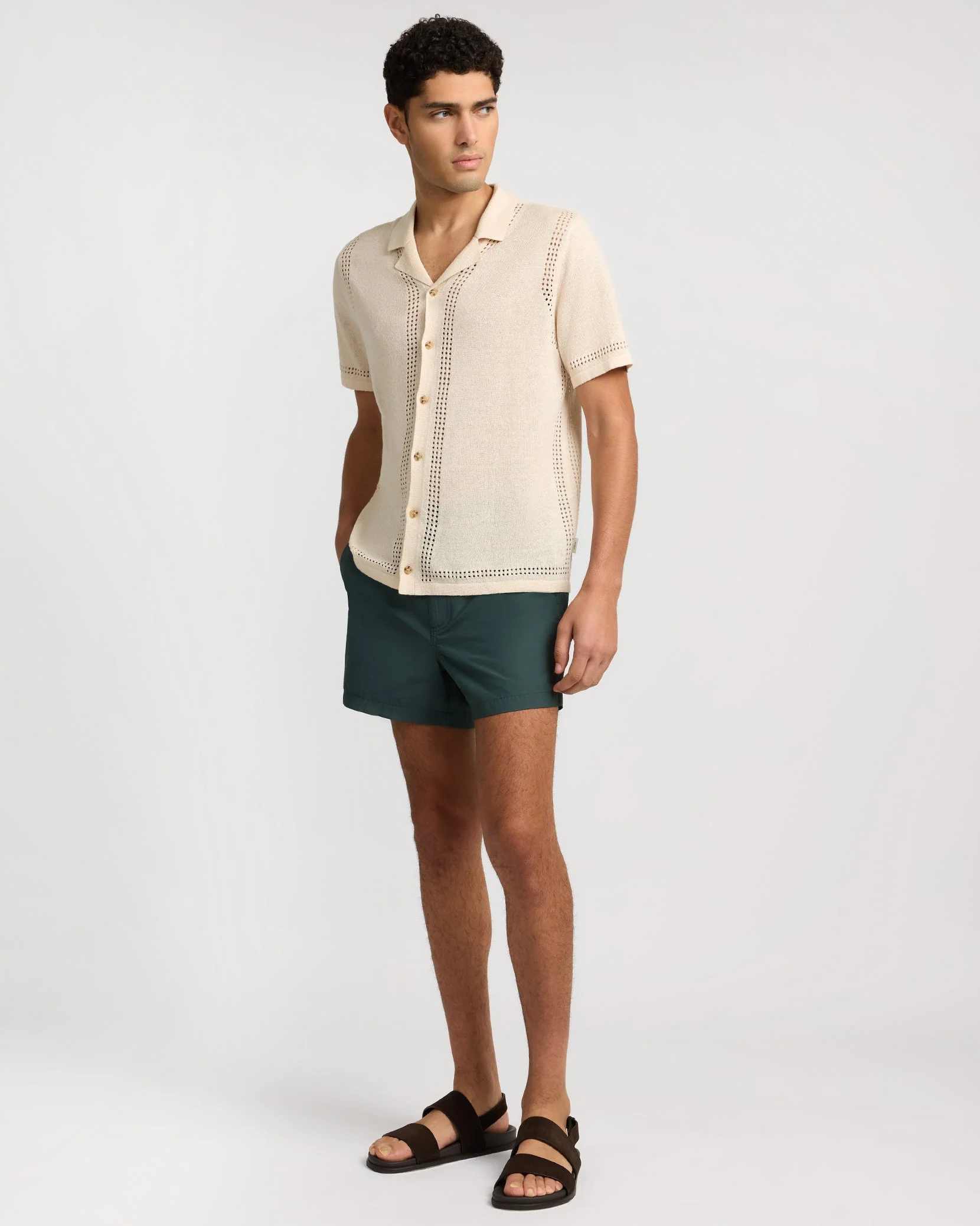 Mens | Calder Side Elastic 4" Swim Trunk | Soft Olive - Image 4