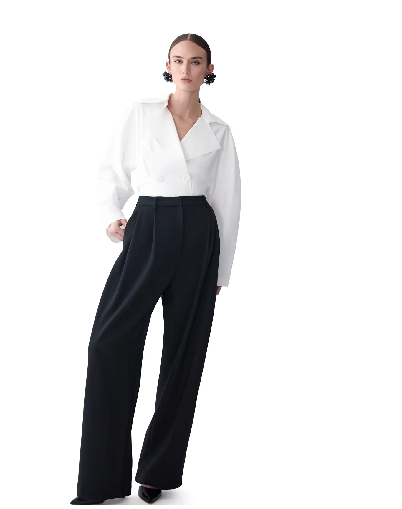 Arc Sleeve Double Breasted Top | White - Image 5