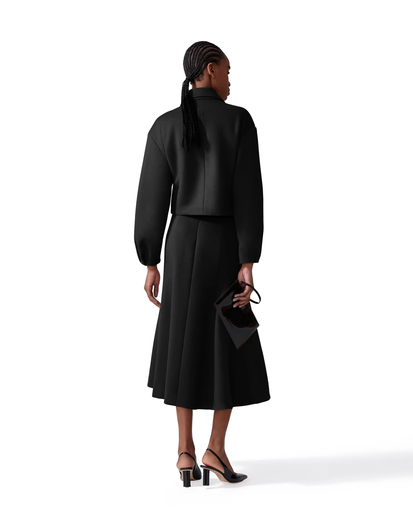 Cropped Collared Jacket with Welt Pockets | Black - Image 2