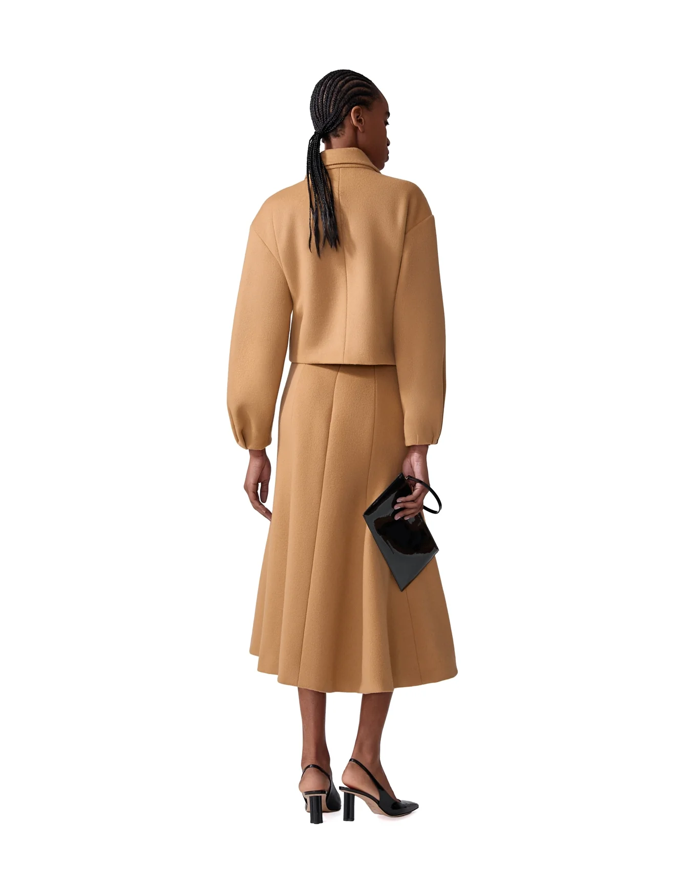 Cropped Collared Jacket with Welt Pockets | Tan - Image 3
