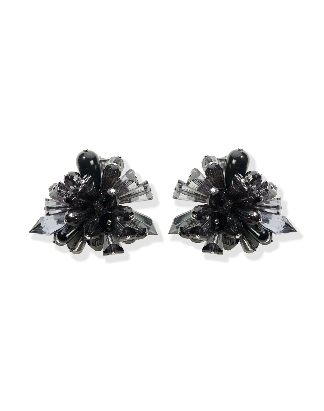 Crystal Cluster Earrings | Black - Image 2