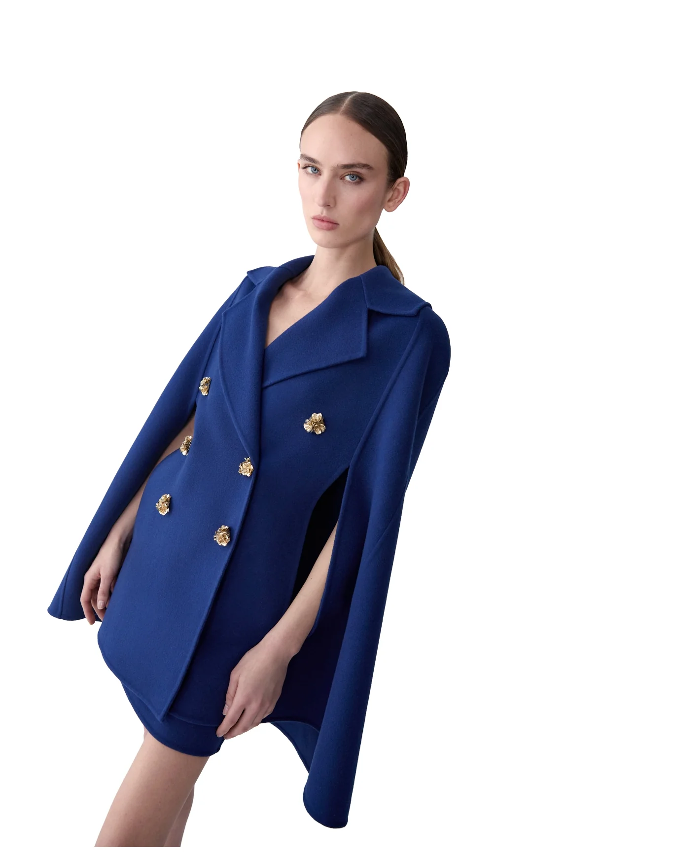 Double Breasted Cape | Dark Navy - Image 3
