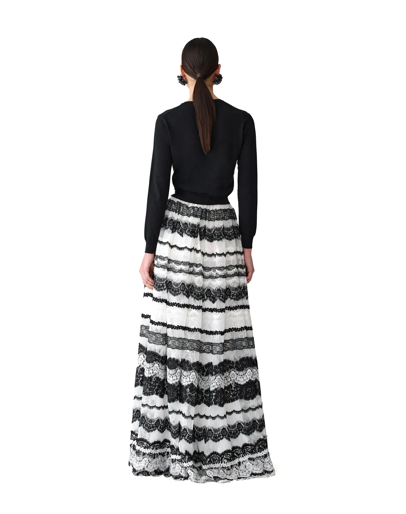 Embroidered Ball Skirt | White x Black - Image 3