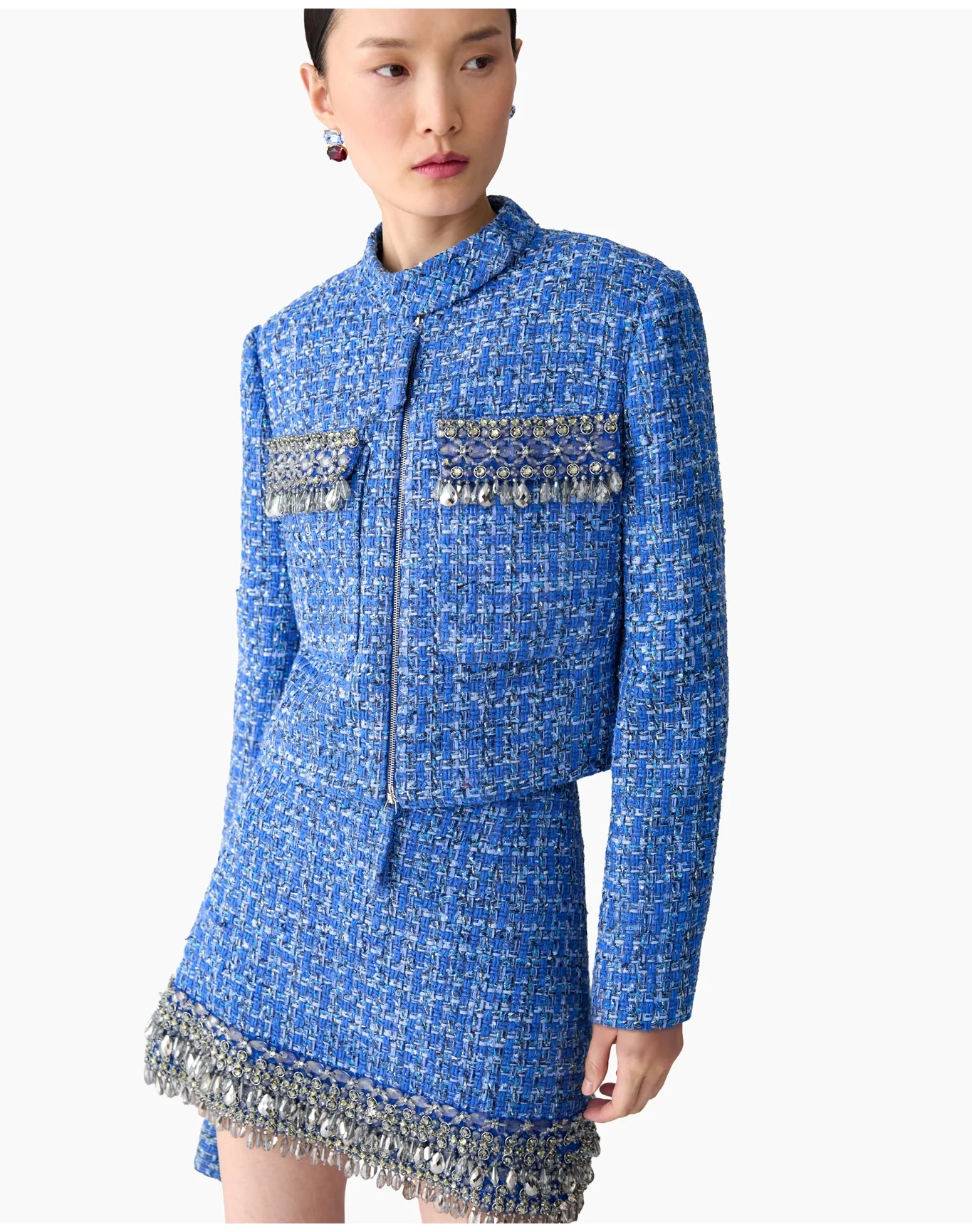 Embroidered Jacket with Front Pockets | Blue Multi - Image 3