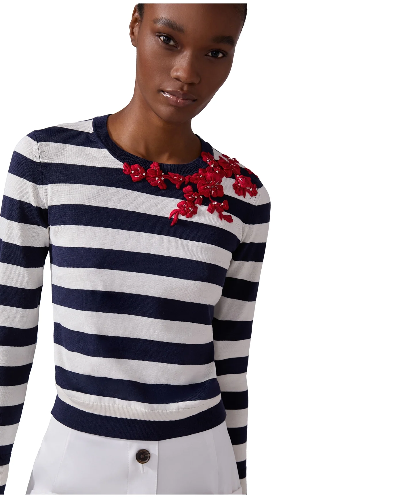 Embroidered Long Sleeve Sweater | Ivory Multi - Image 2