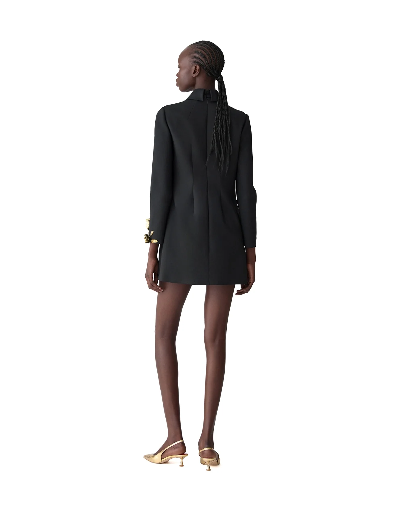 Embroidered Long Sleeve Shift with Collar | Black Multi - Image 3