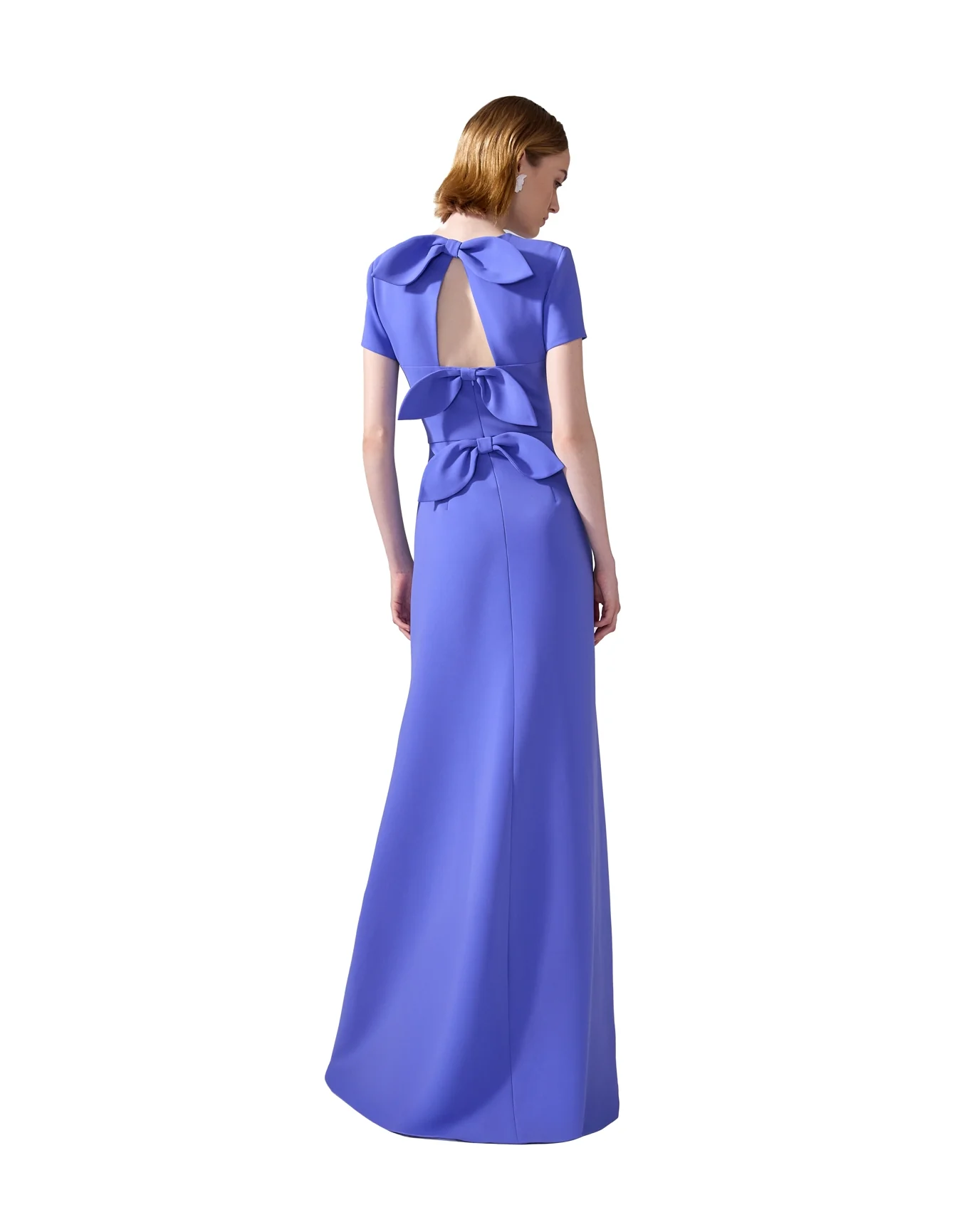 Embroidered Short Sleeve Gown with Bows | Delphinium Multi - Image 3