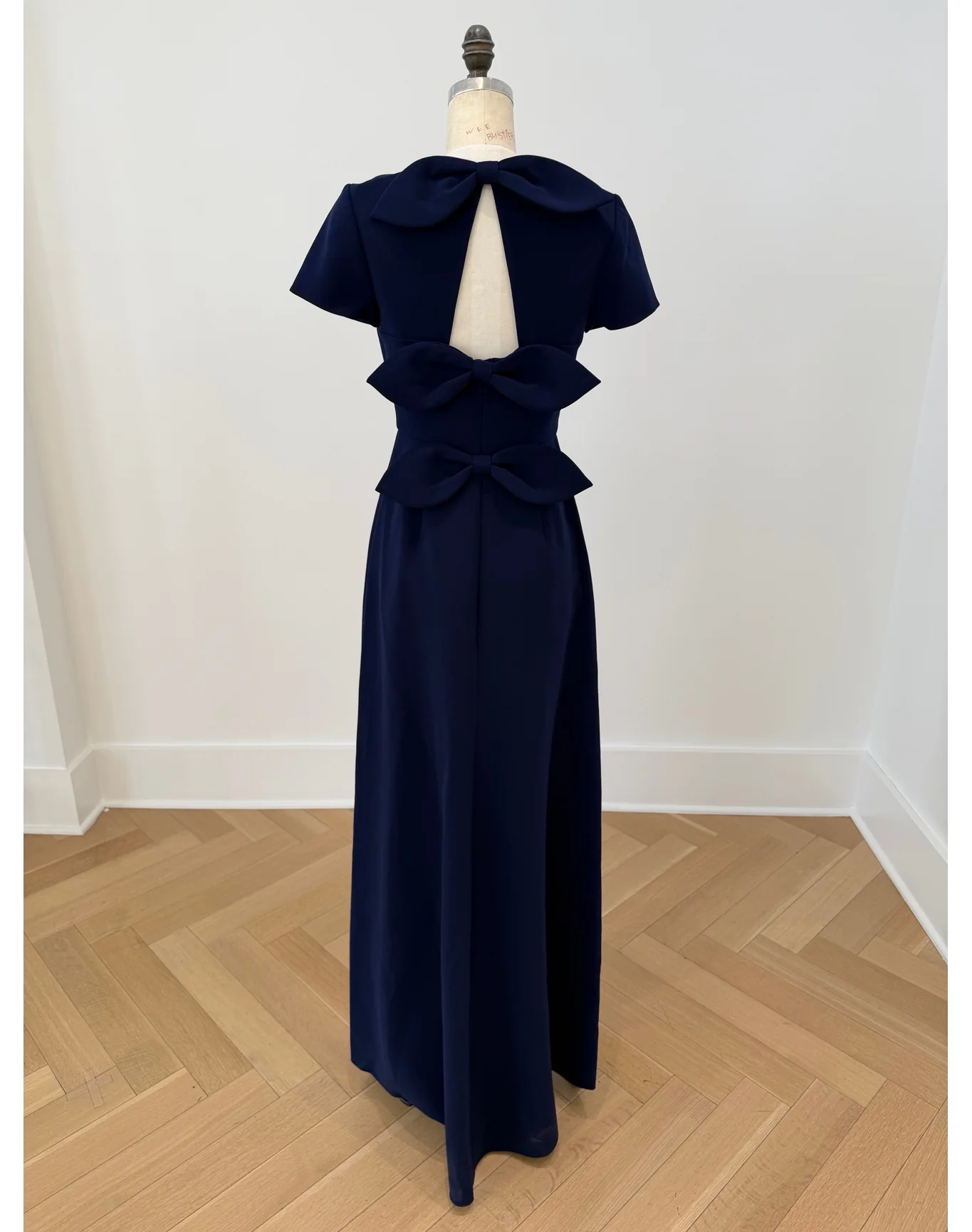 Embroidered Short Sleeve Gown with Bows | Midnight Multi - Image 3
