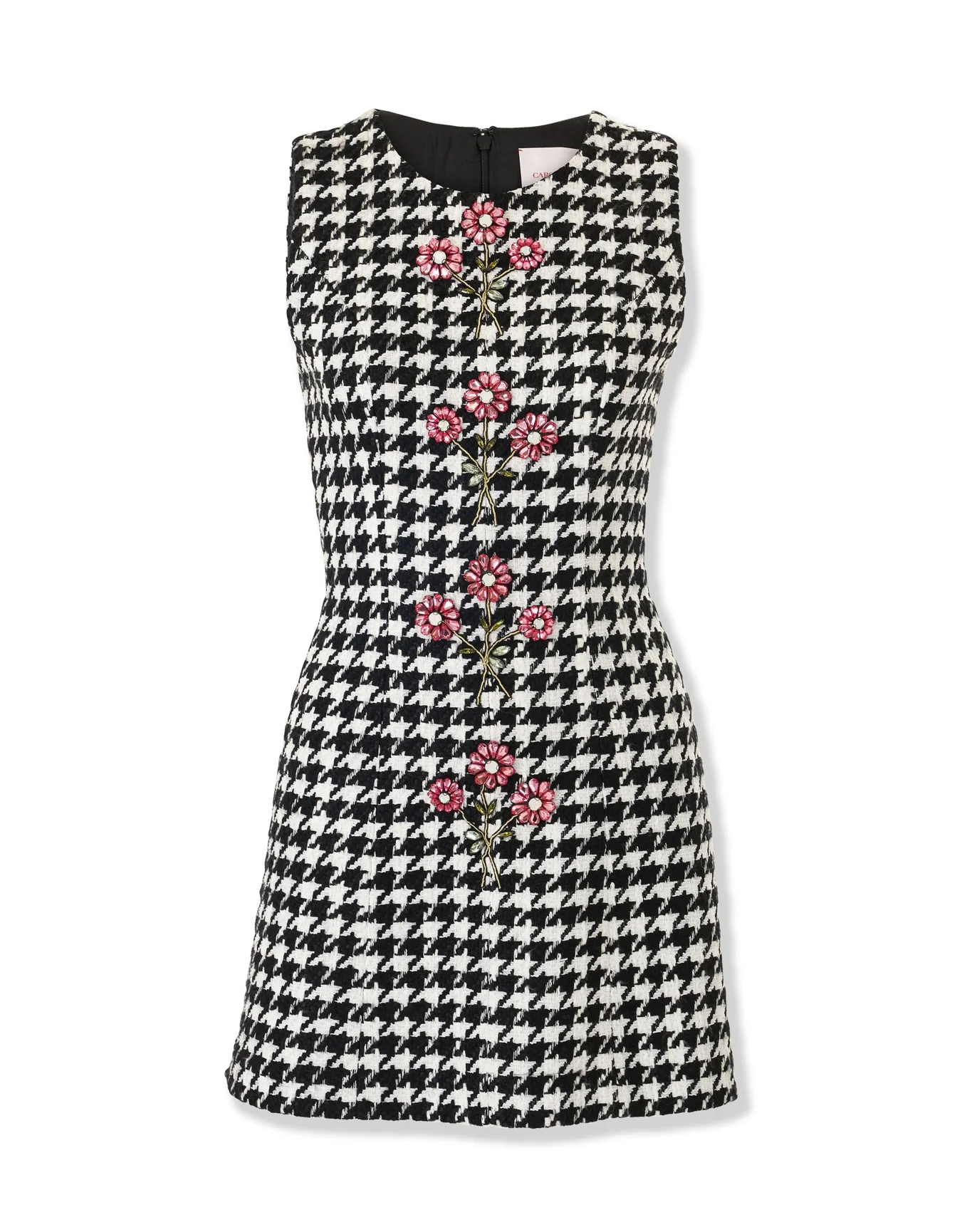 Embroidered Sleeveless Mini Dress | White x Black - Image 4