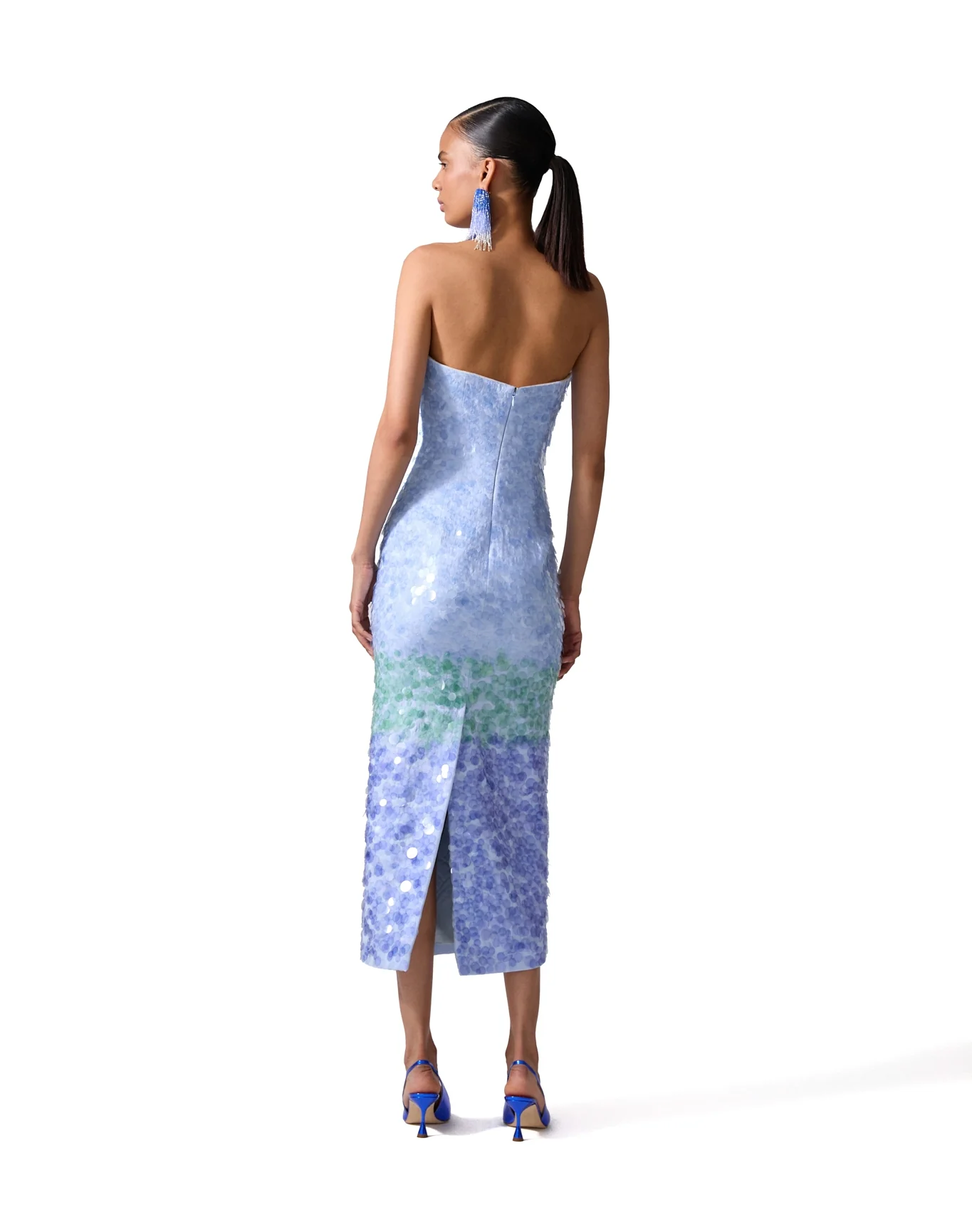 Embroidered Strapless Midi Dress | Celeste Multi - Image 2