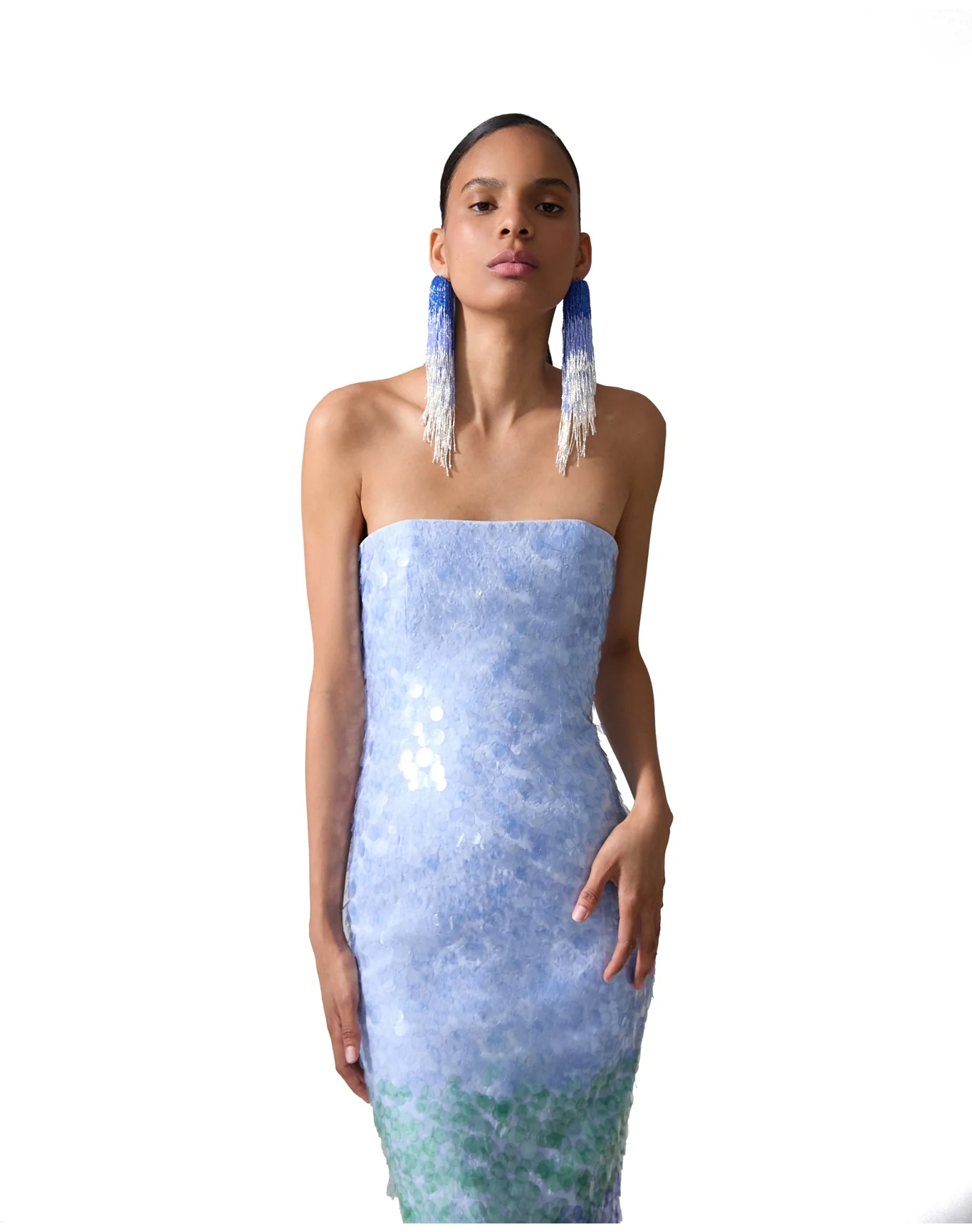 Embroidered Strapless Midi Dress | Celeste Multi - Image 3
