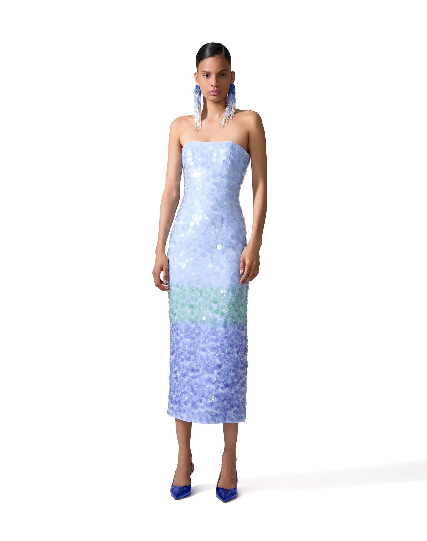 Embroidered Strapless Midi Dress | Celeste Multi - Image 4
