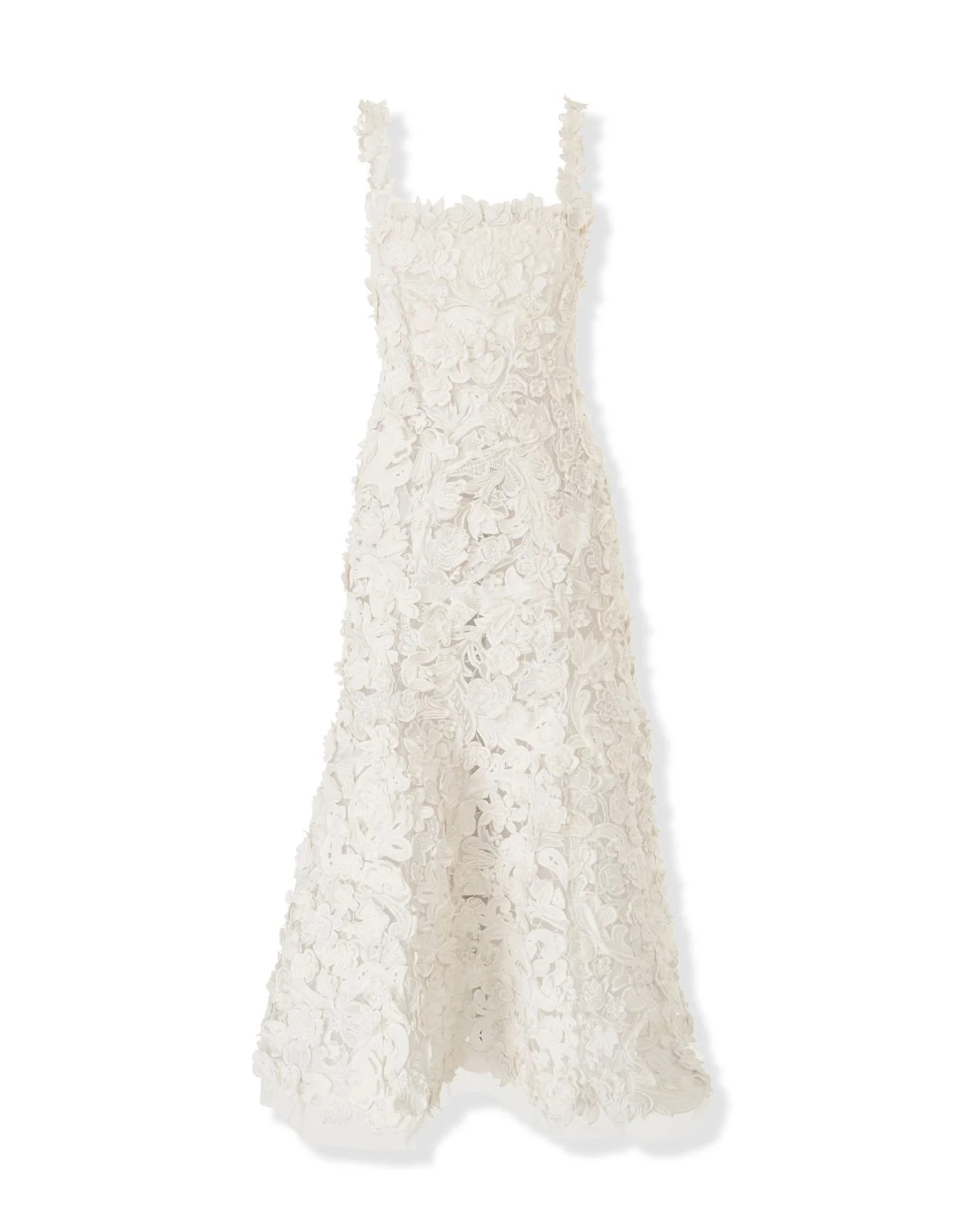 Embroidered Thin Strap Trumpet Midi Dress | Ivory - Image 5