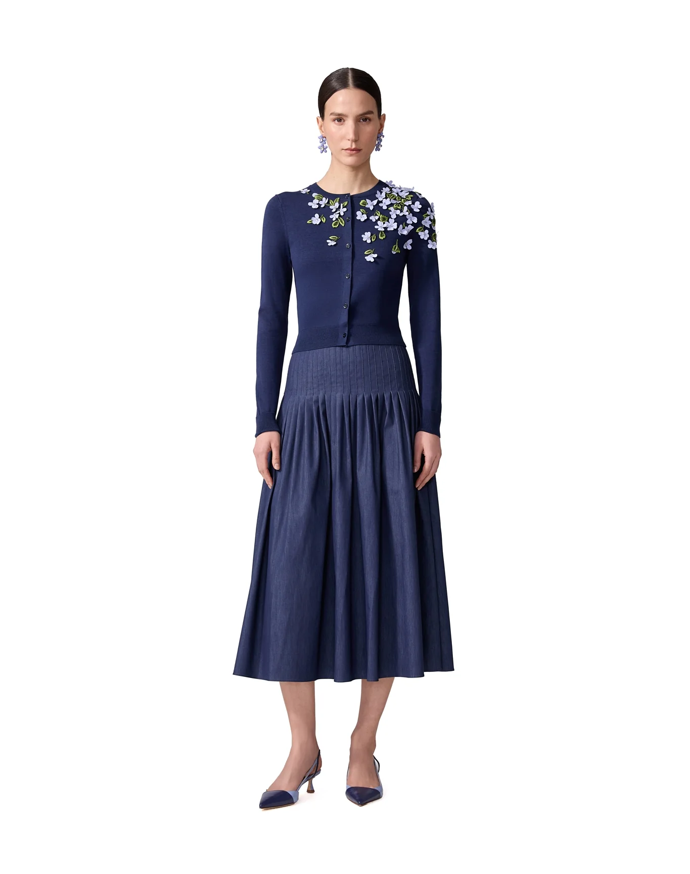 Embroidered Threadwork Cardigan | Midnight - Image 2