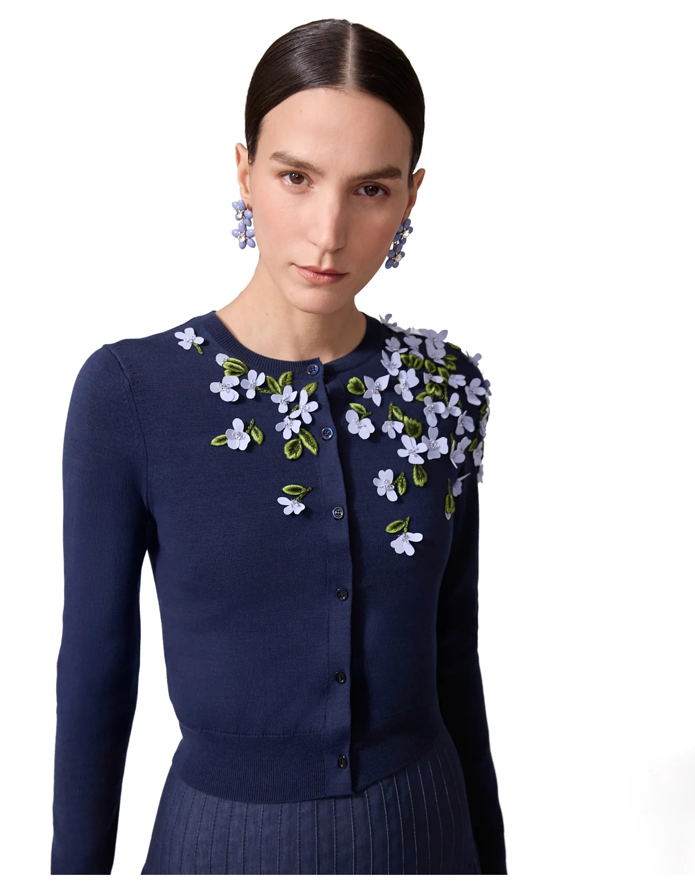 Embroidered Threadwork Cardigan | Midnight - Image 4