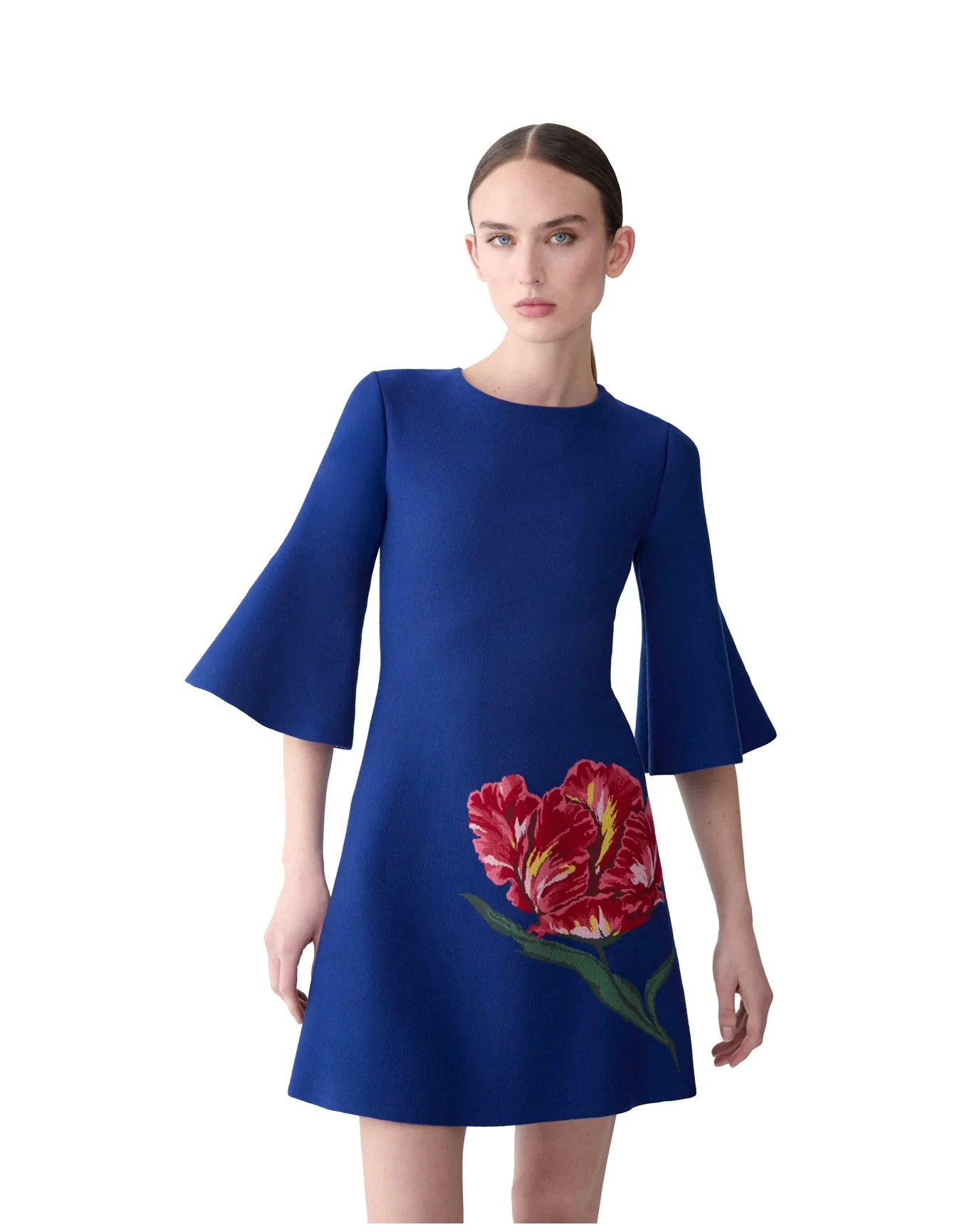 Flare Sleeve Shift Dress | Dark Navy Multi - Image 4