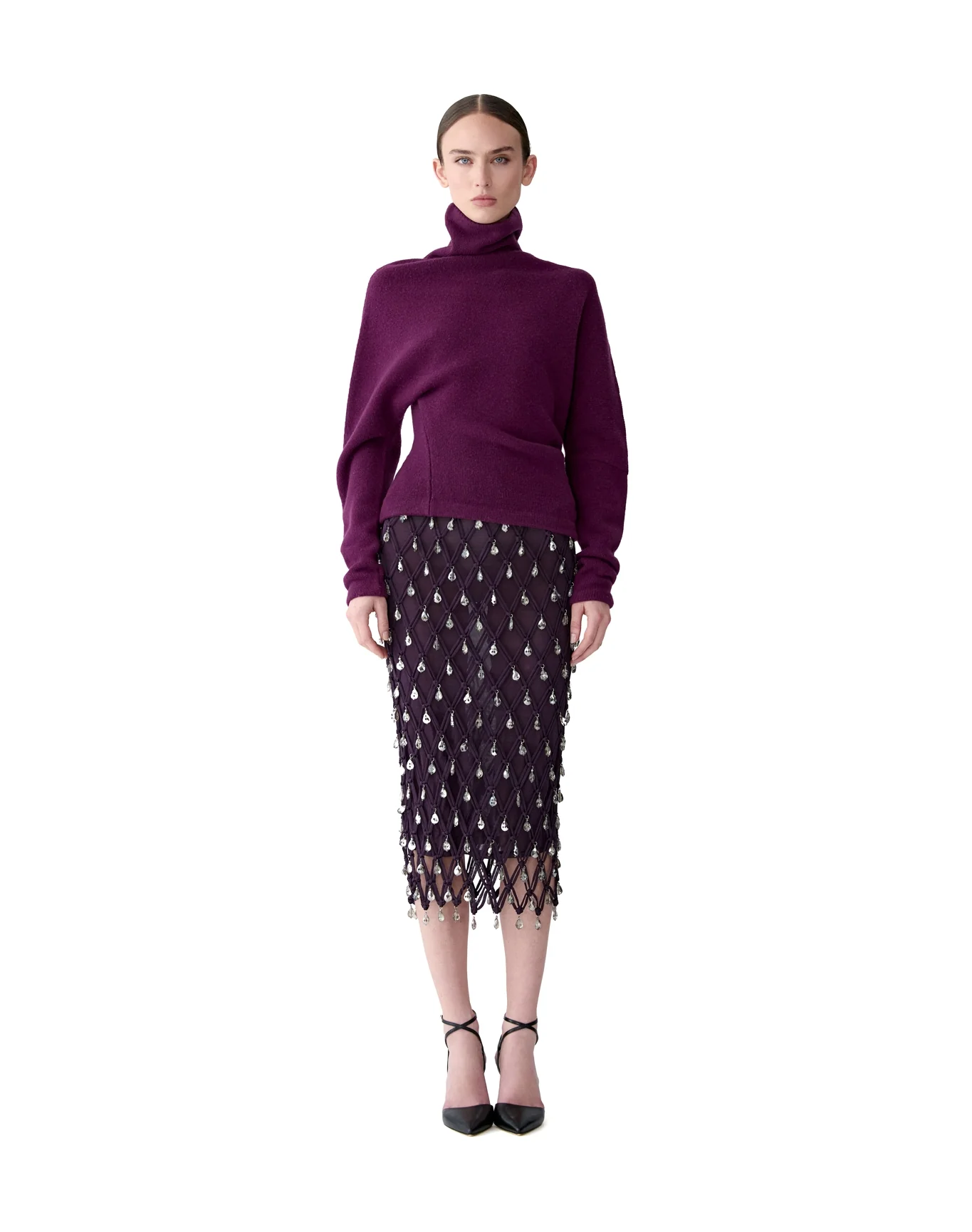 Jewel Macrame Midi Skirt | Eggplant - Image 2