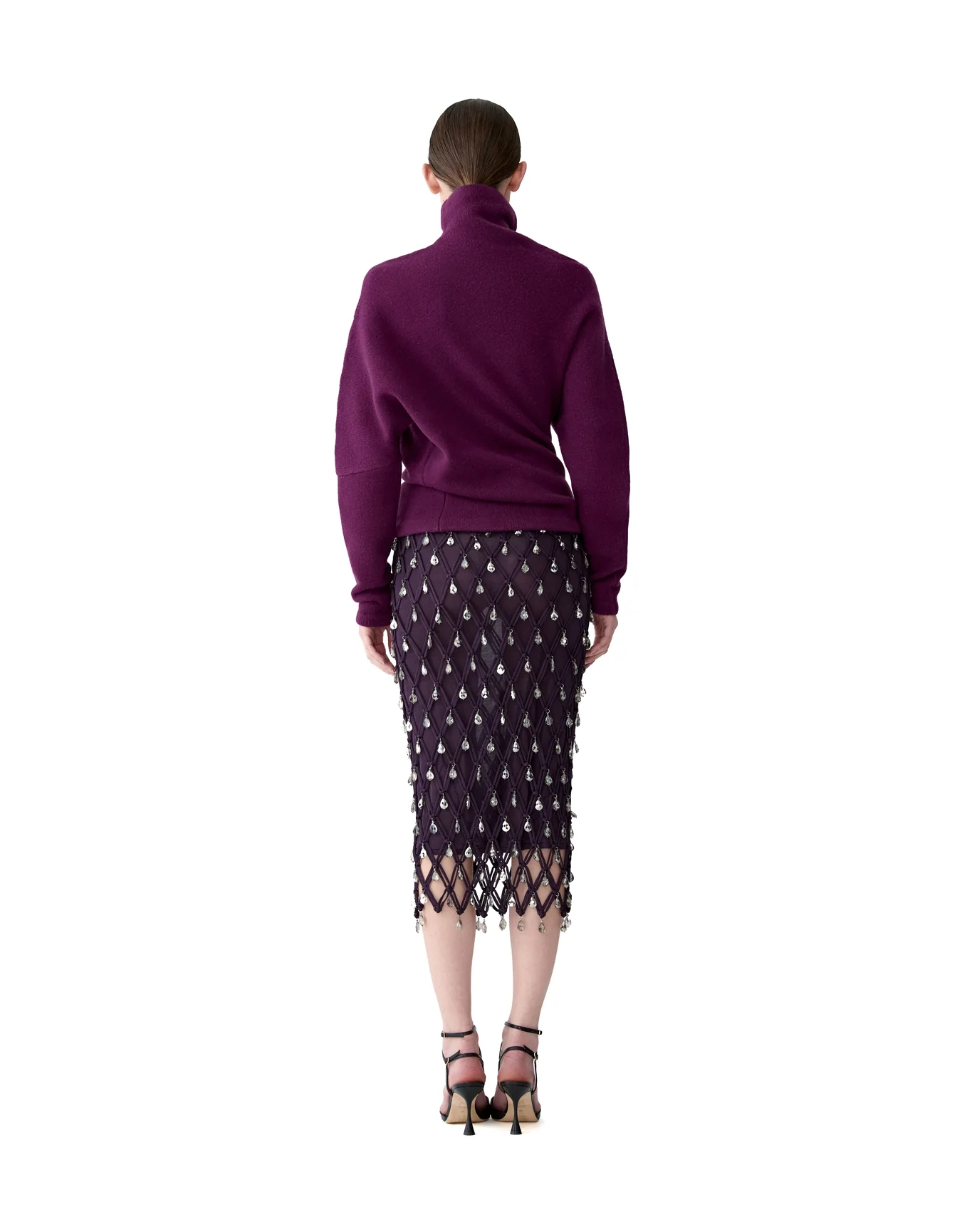 Jewel Macrame Midi Skirt | Eggplant - Image 3
