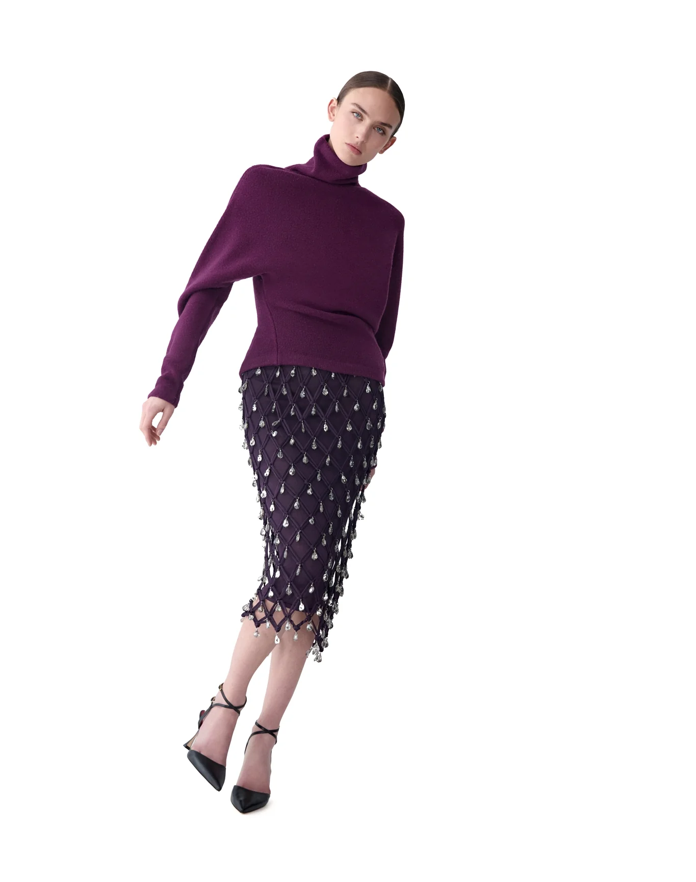 Jewel Macrame Midi Skirt | Eggplant - Image 4