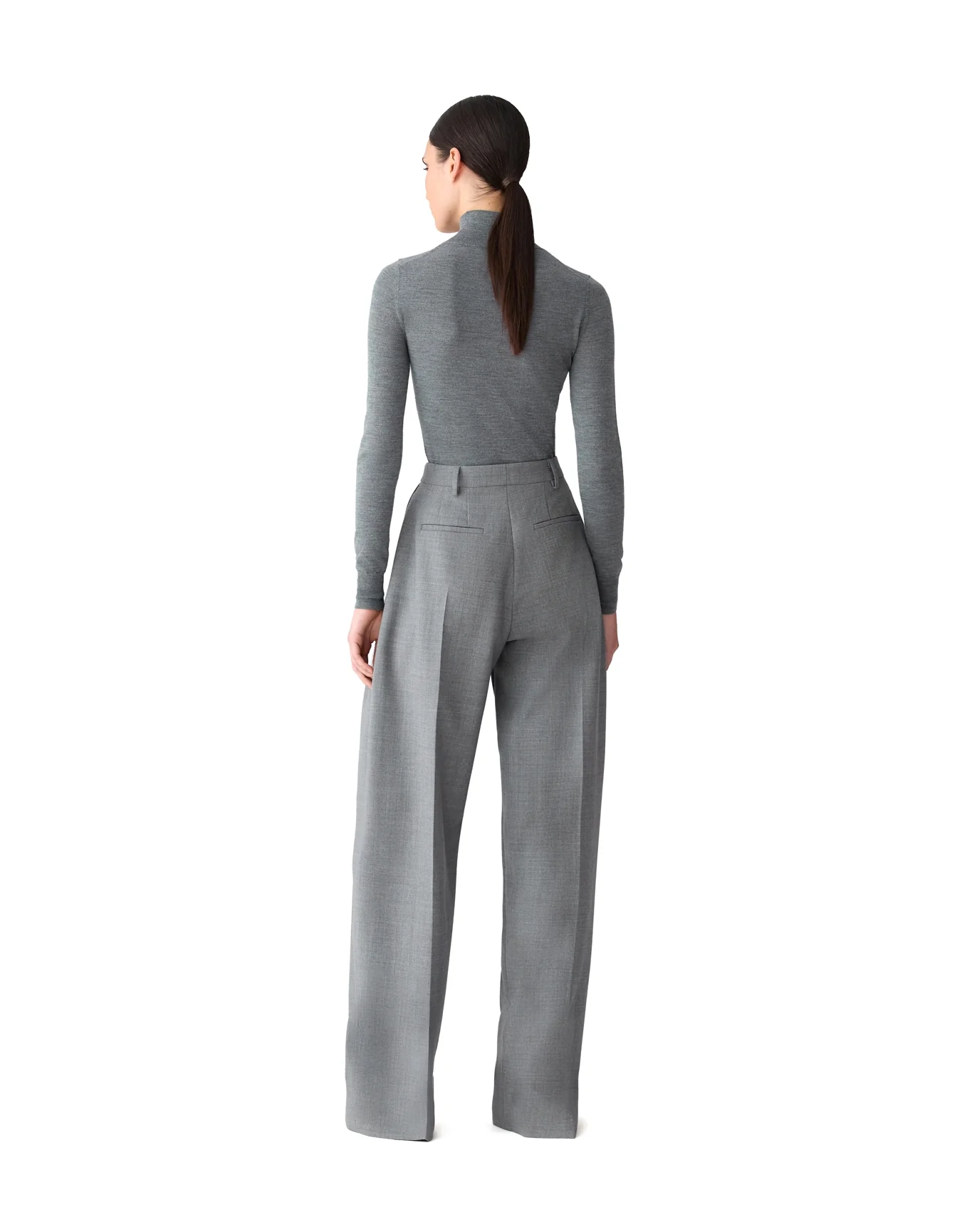Kaia Mid-Rise Pleated Pant | Melange Grey - Image 3